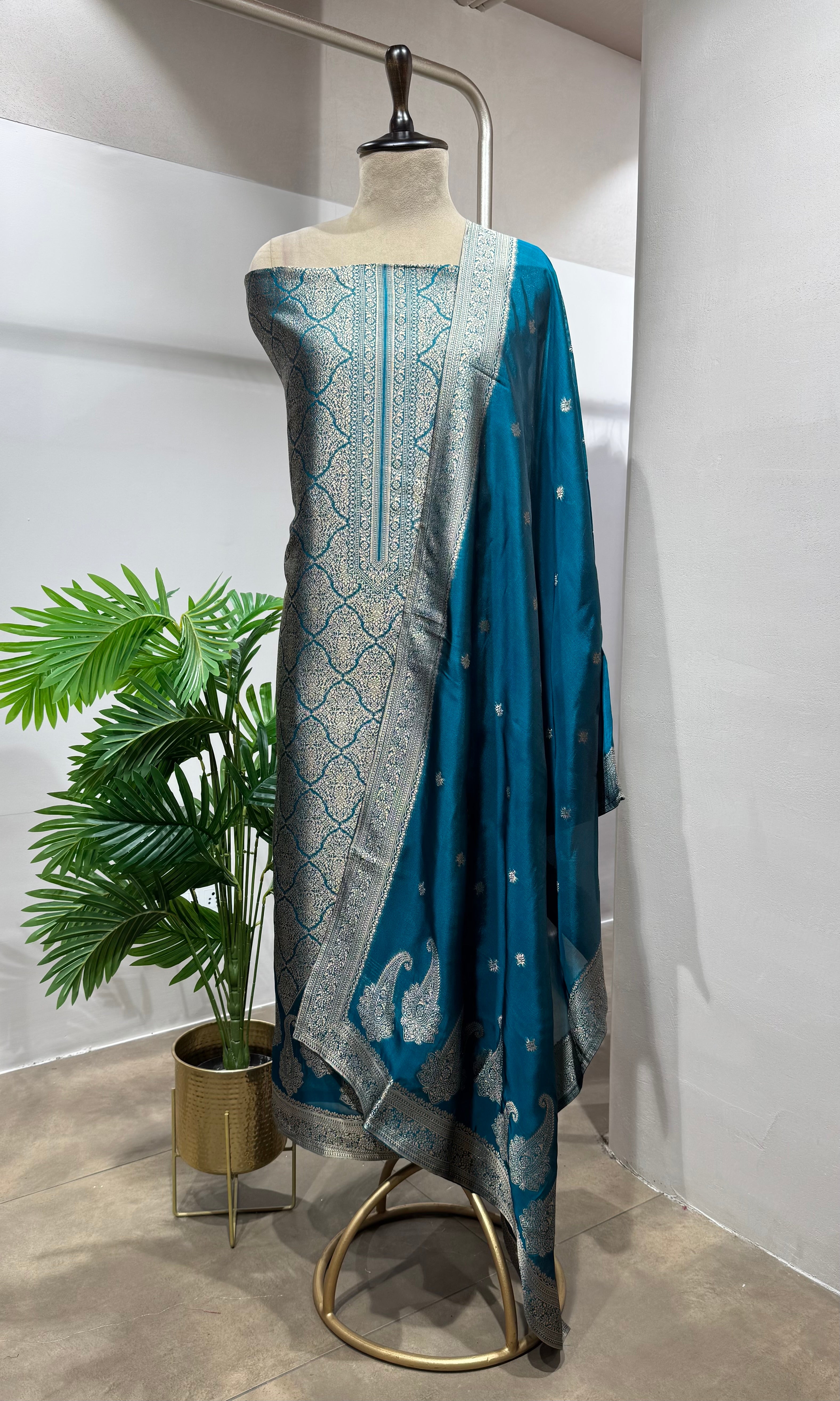 SEA Green Georgette DRESS MATERIAL