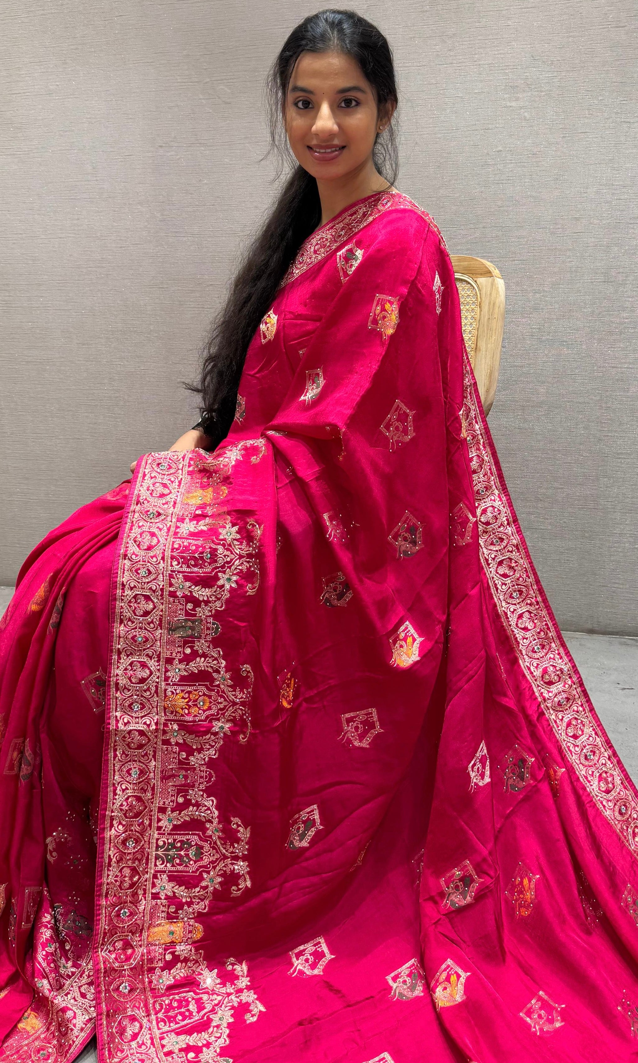 Pink Banarasi saree