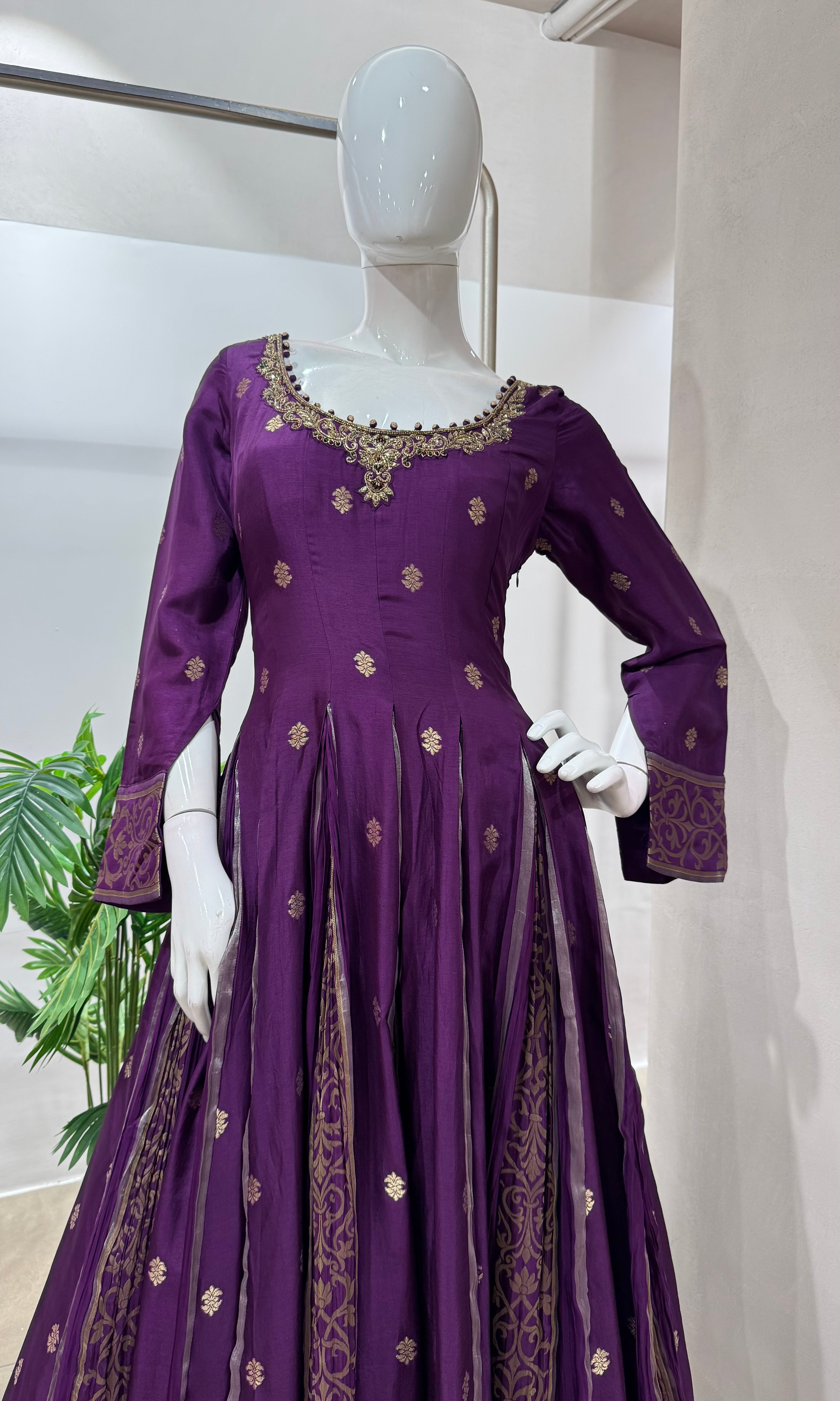 REGAL PURPLE GOLDEN EMBROIDERED ANARKALI SET