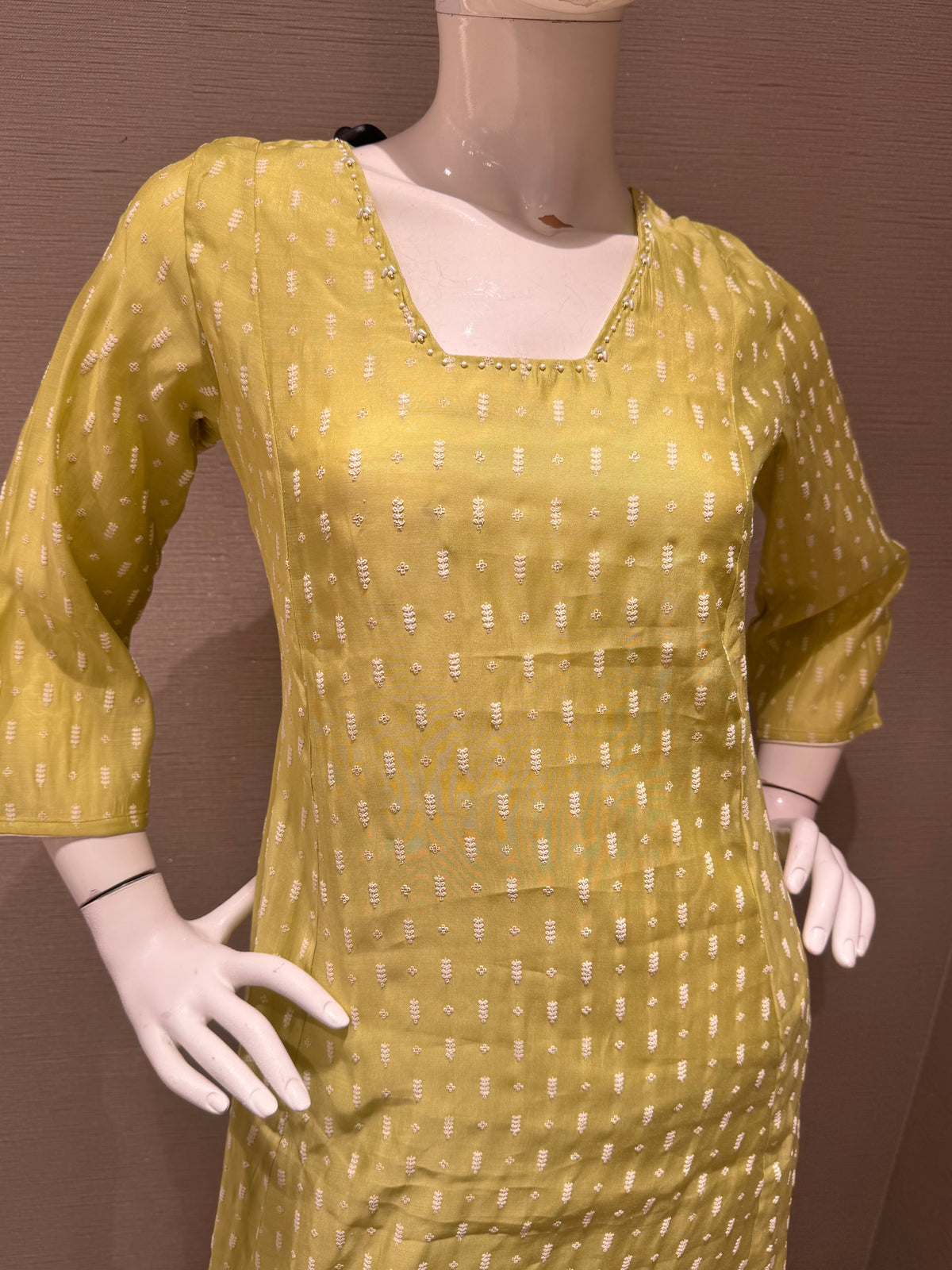 Green cotton Kurta Set with Contrast Dupatta