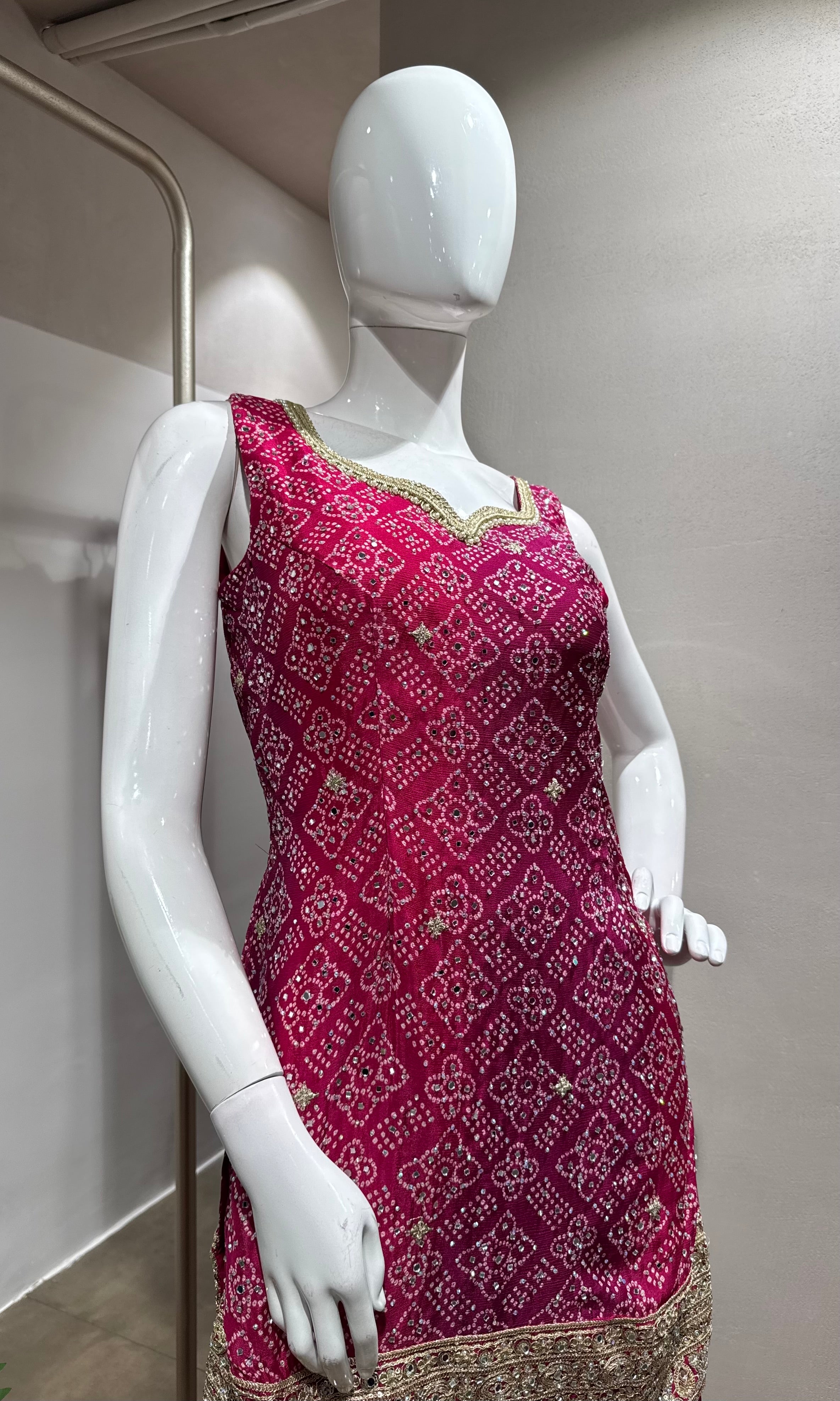 pink and gold embroidered sharara SET