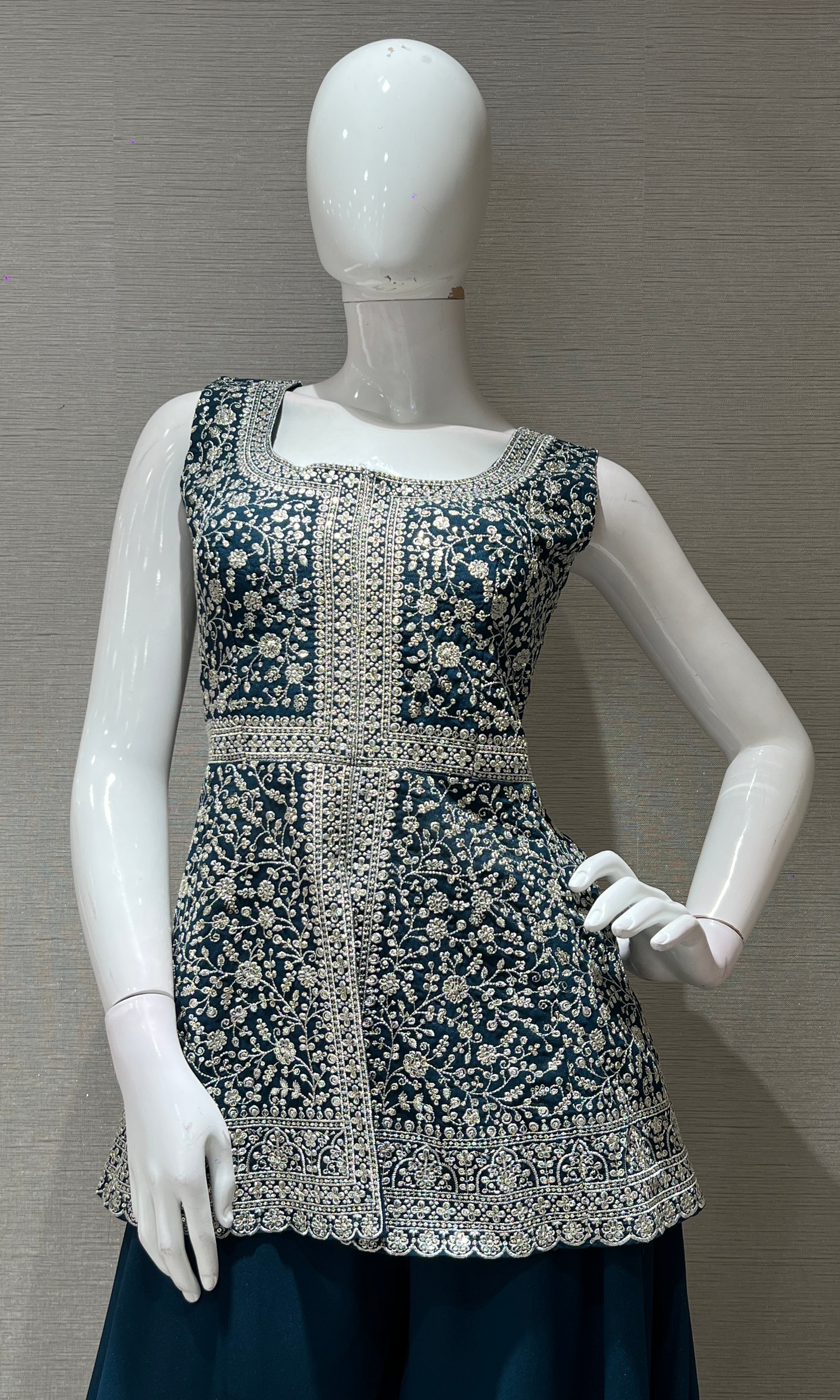 Blue EMBROIDERED PEPUM palazzo SET