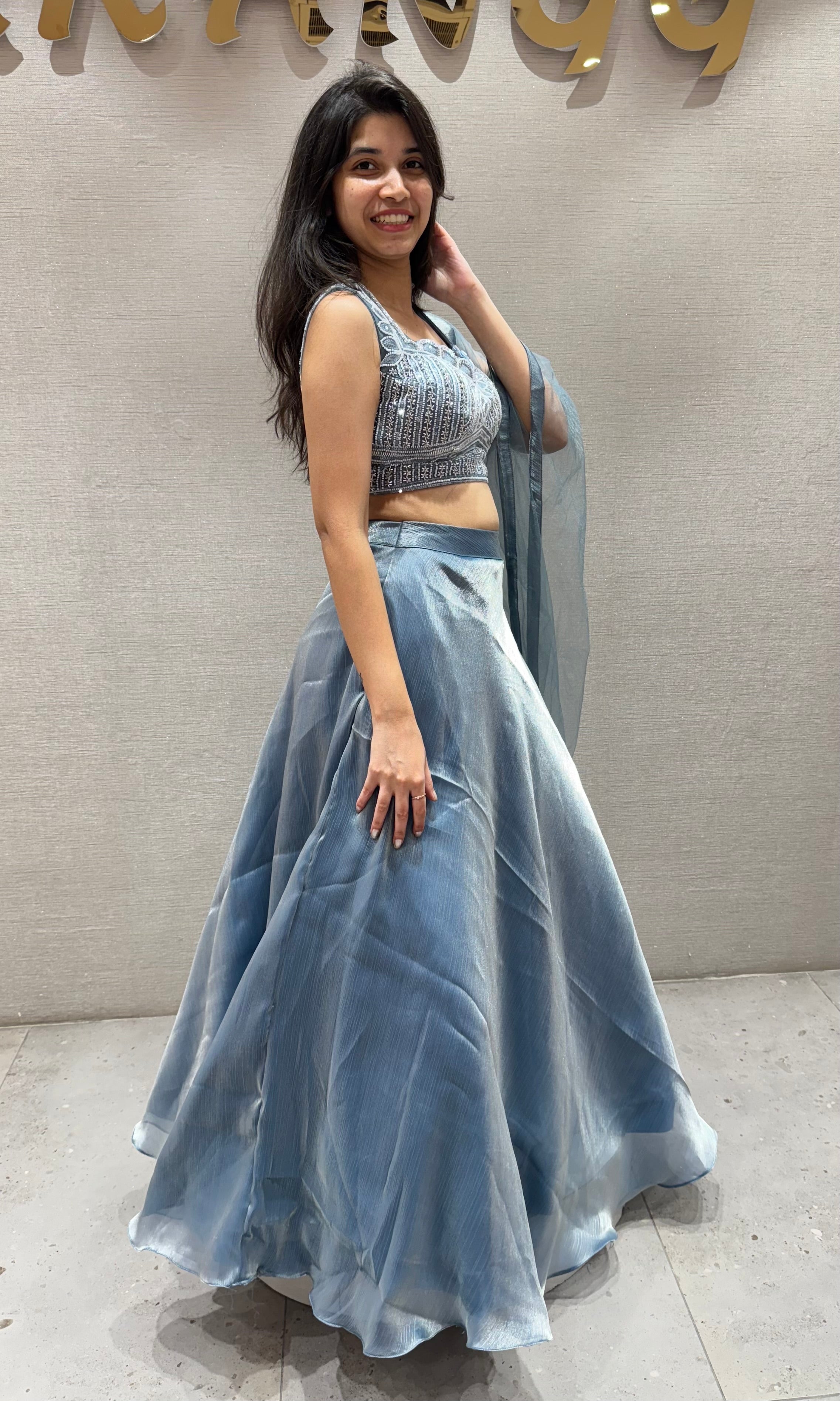 Blue Lehenga with corset blouse