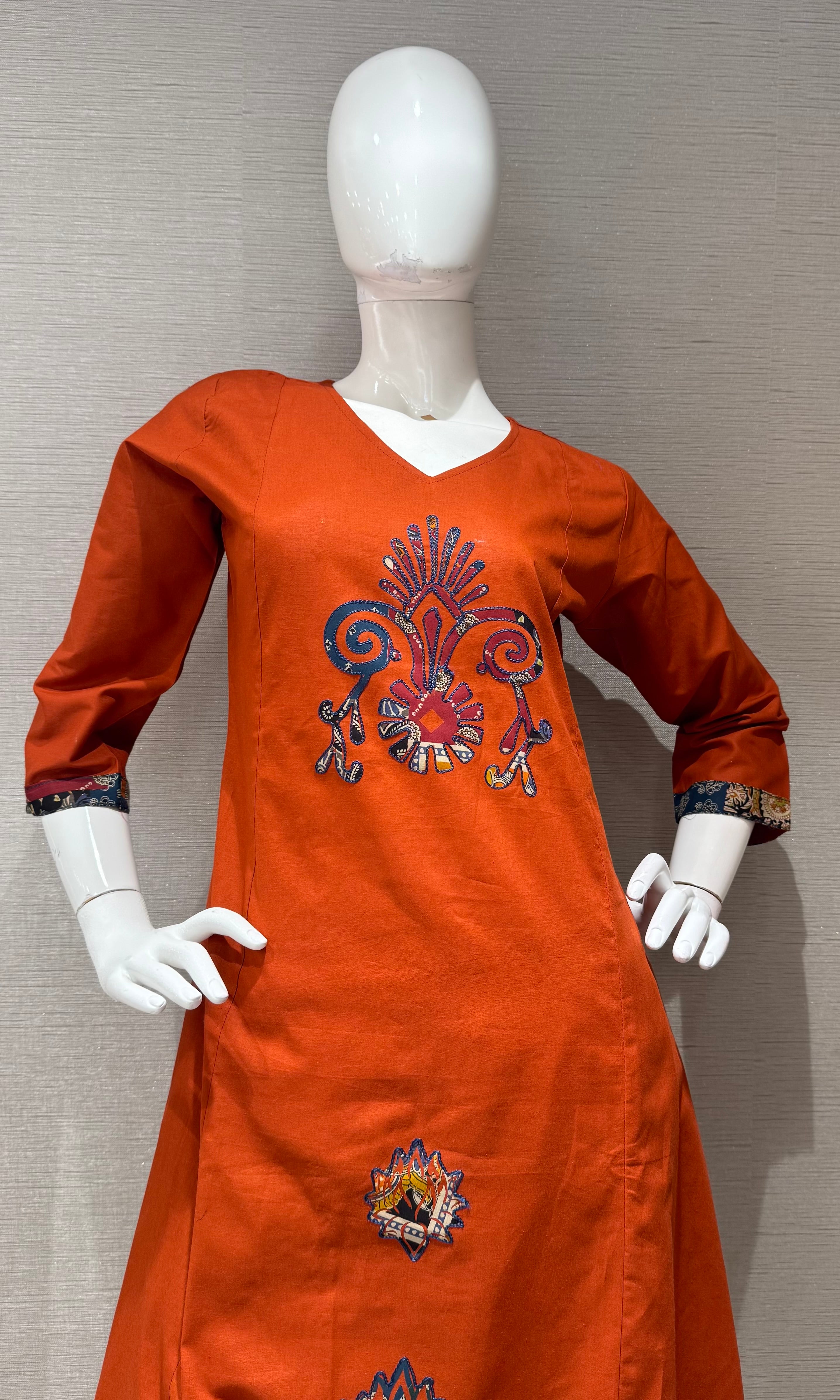 Rust Orange Floral Salwar Kameez Set