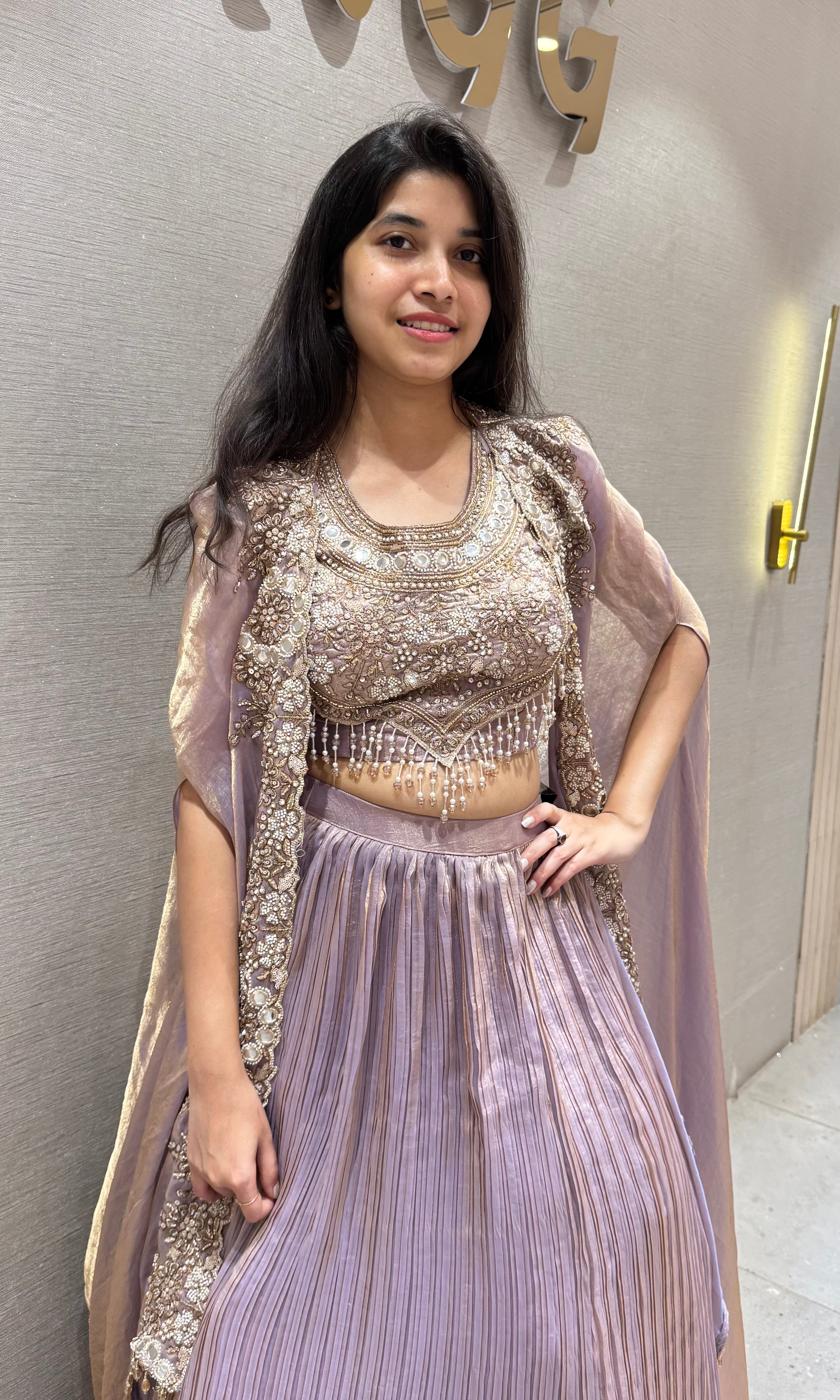 Onion pink GOLD EMBROIDERED LEHENGA