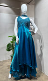 RAMA BLUE EMBROIDERY SHIMMER PALAZZO SET