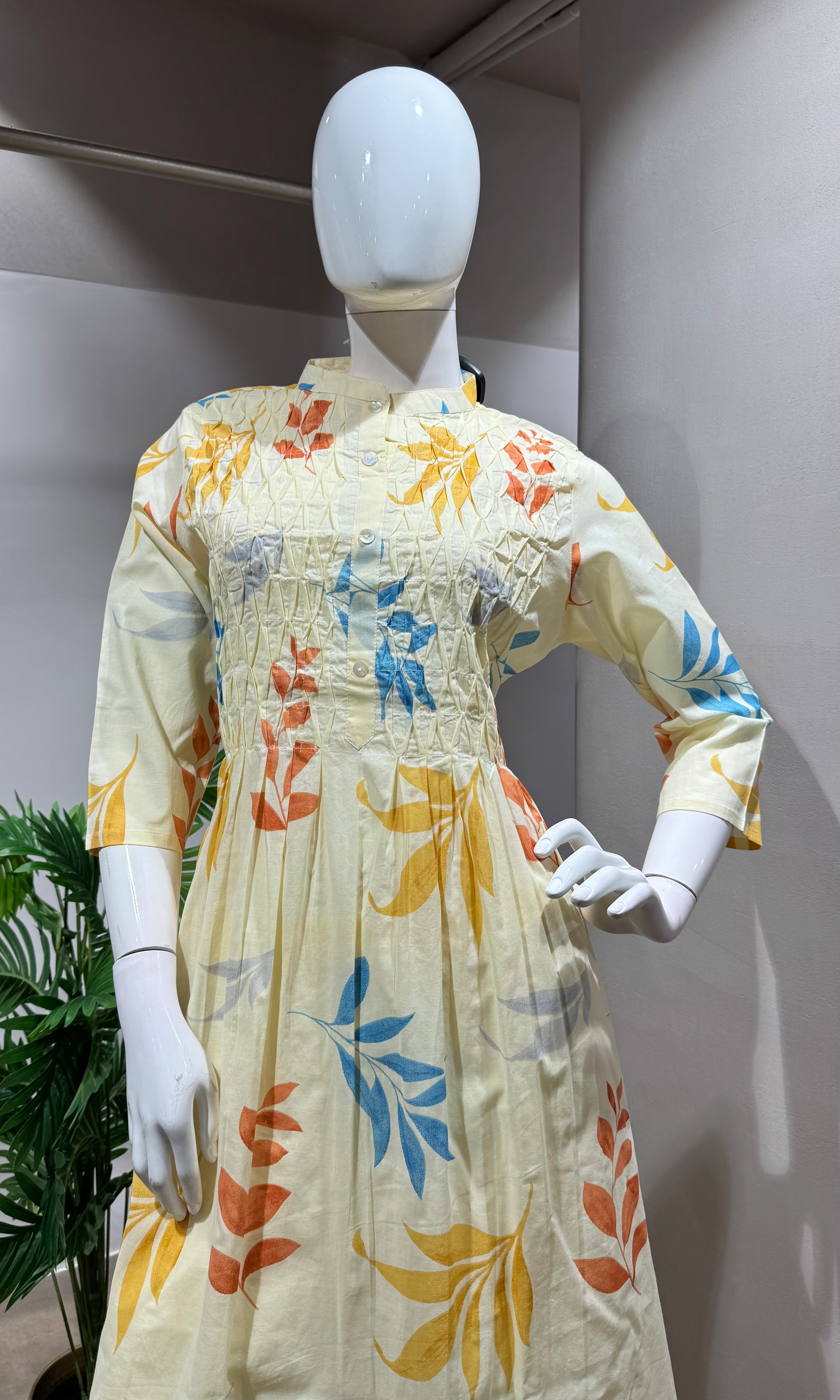 LIGHT ORANGE Floral Printed Cotton Kurta Set