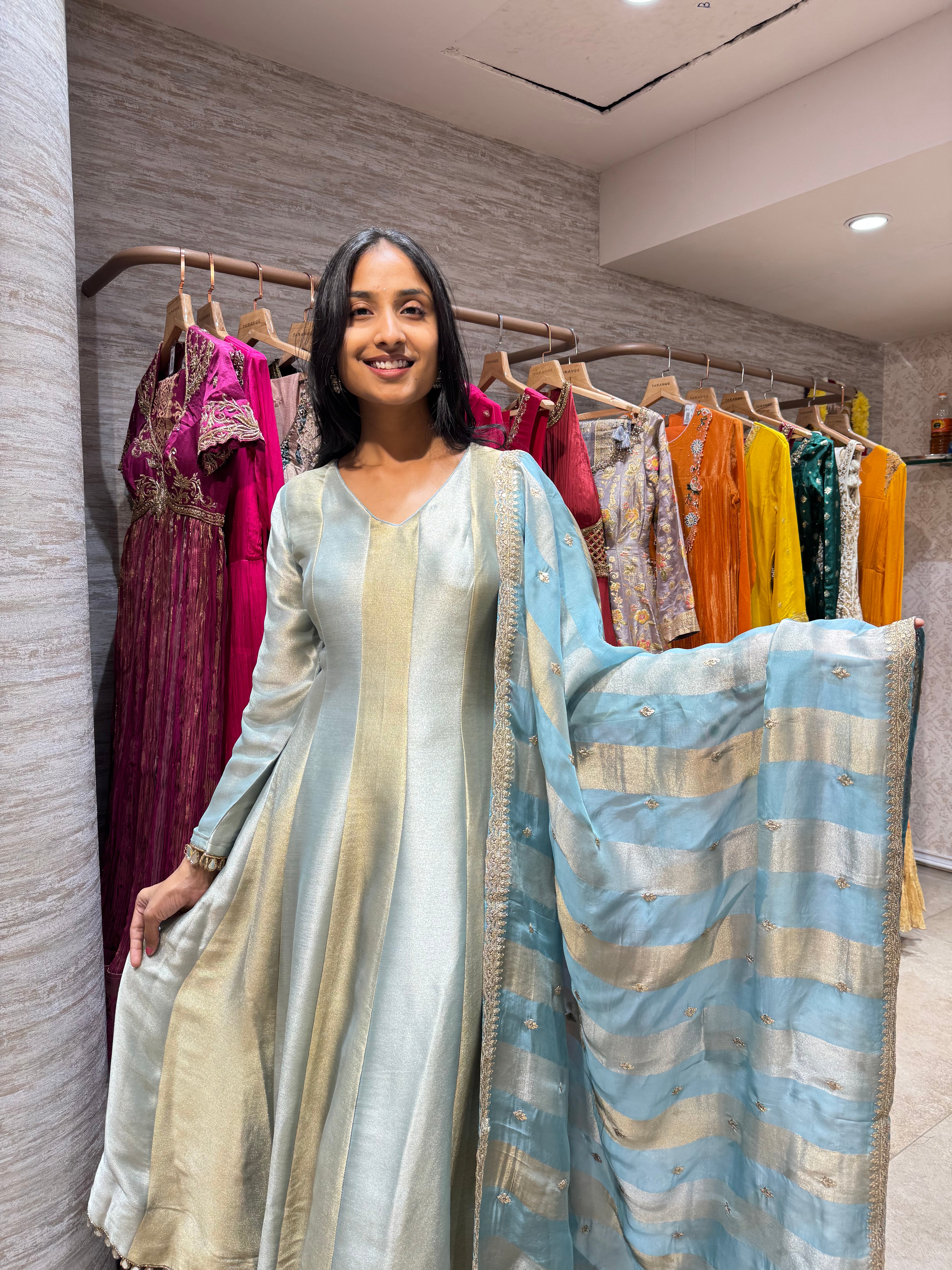 SEA GREEN ANARKALI WITH DUPATTA