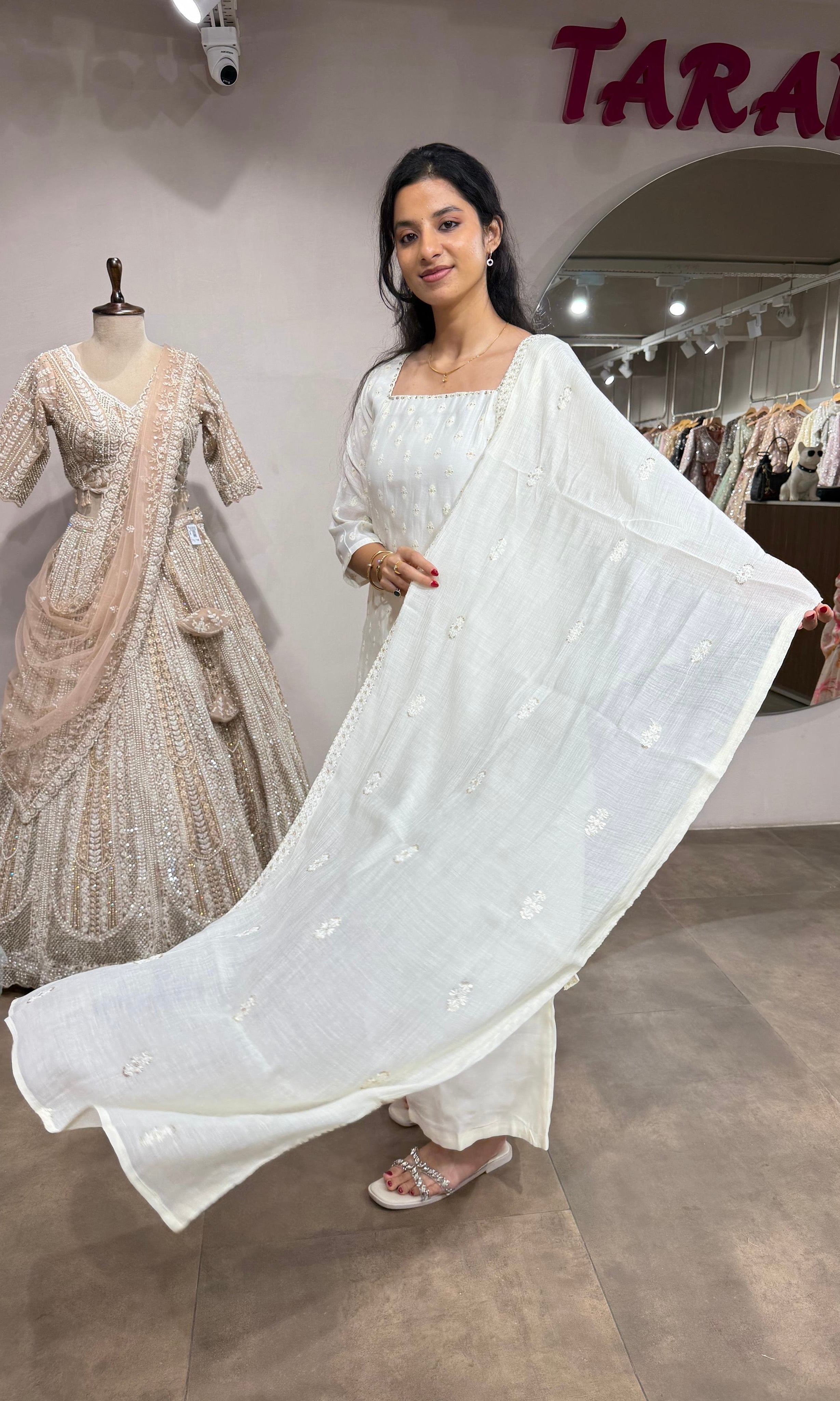 White Elegance Kurta set with Palazzo pants