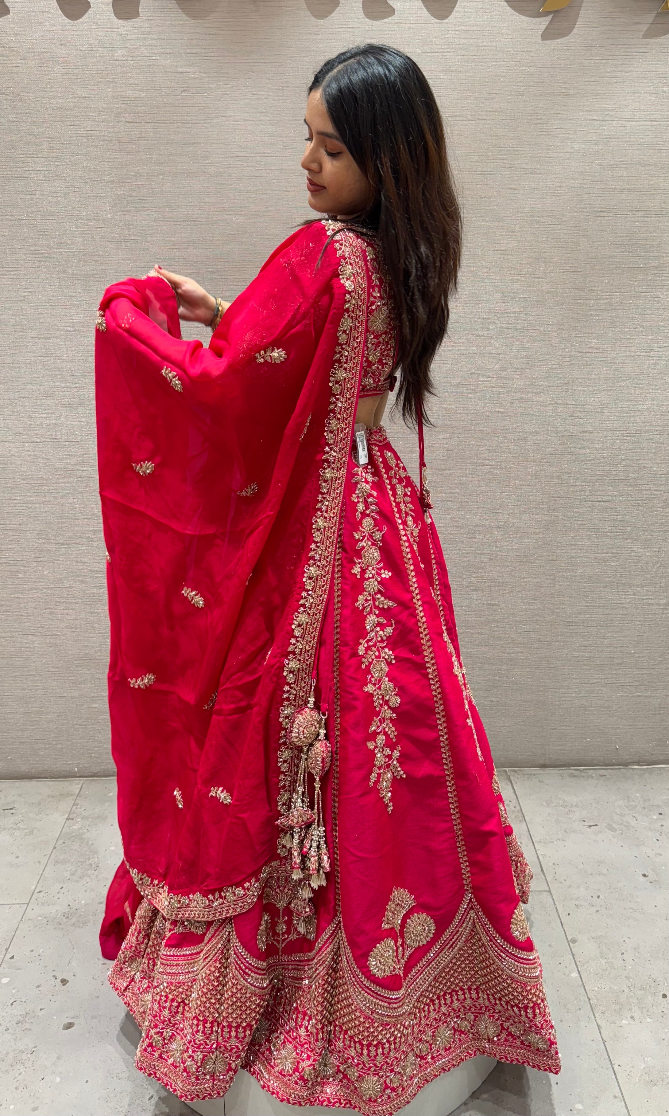 Rani pink FLORAL EMBROIDERED Lehenga
