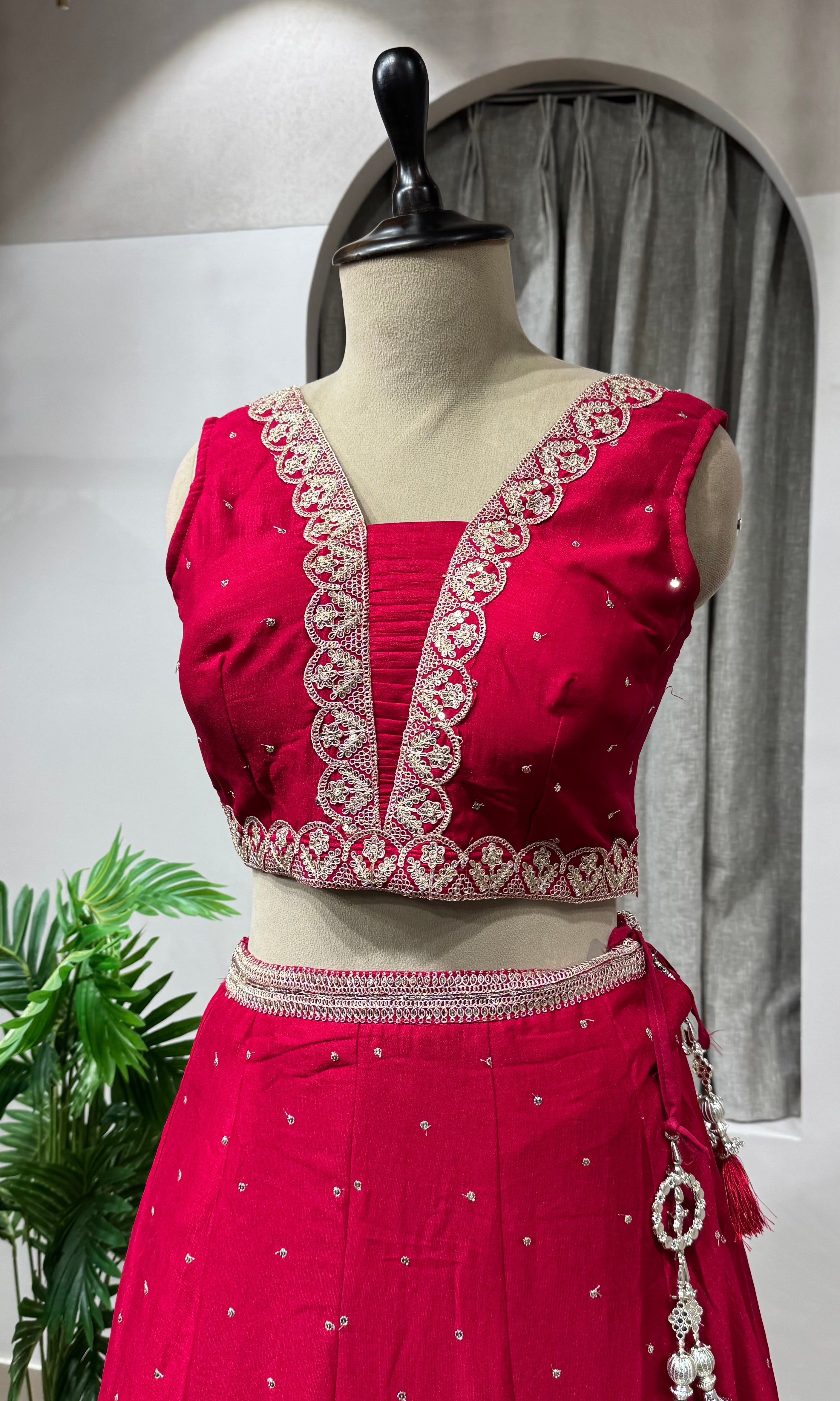 Pink Georgette Lehenga with dupatta