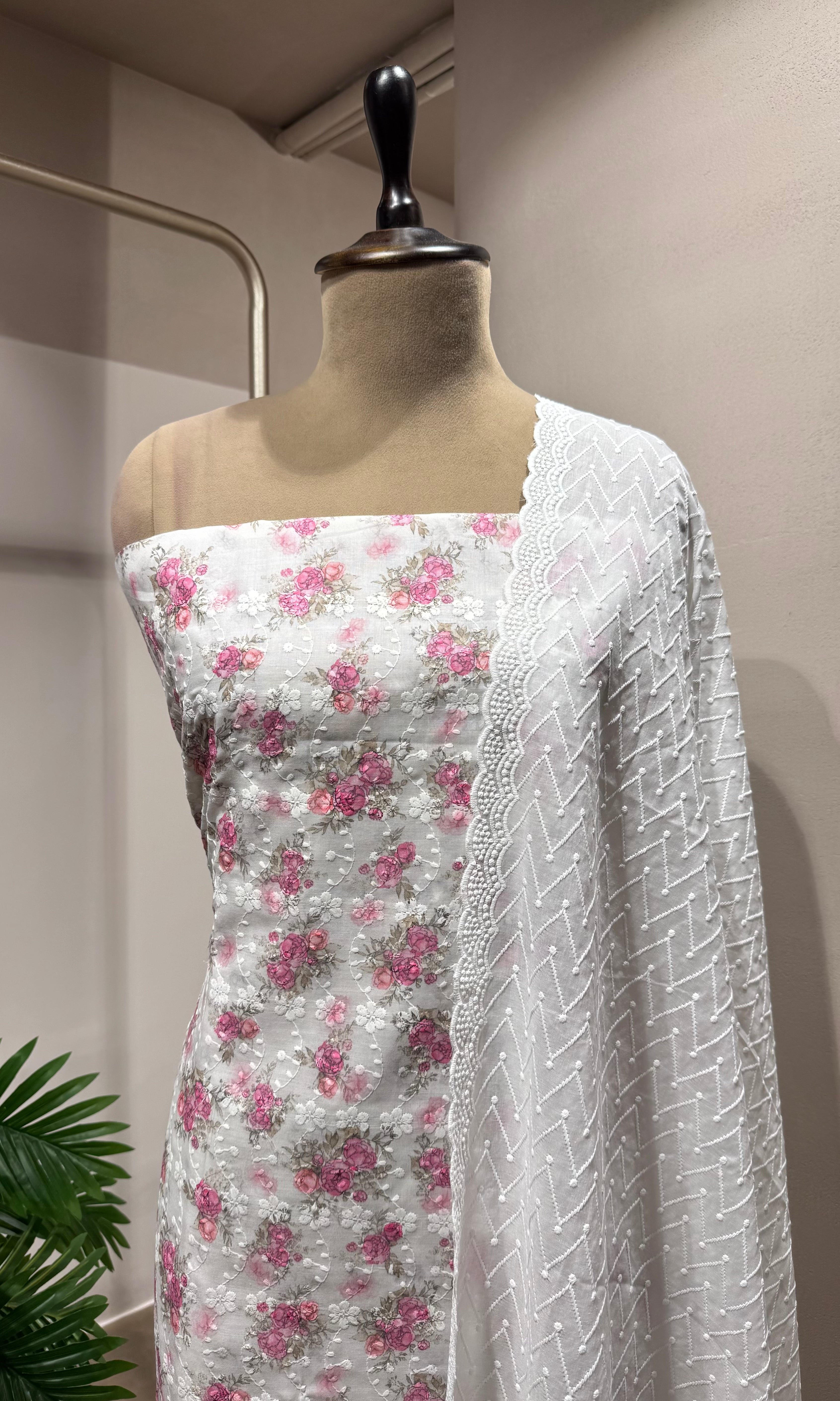 PINK Chikankari DRESS MATERIAL