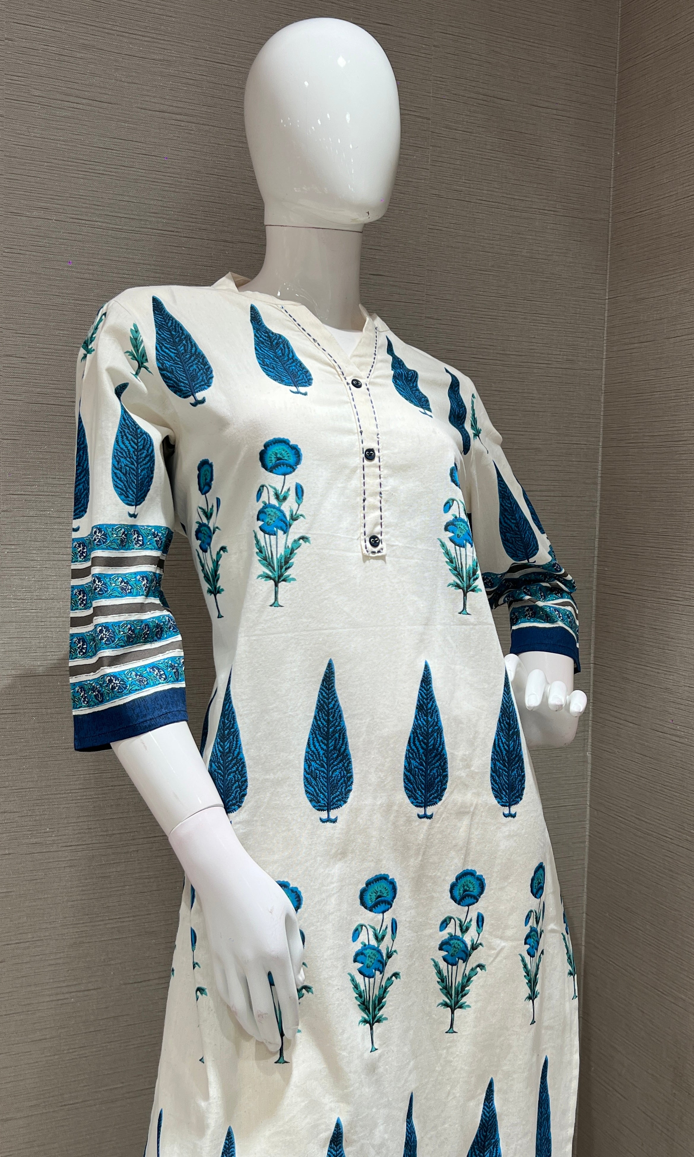 Cream ETHNIC PRINTED kurta set