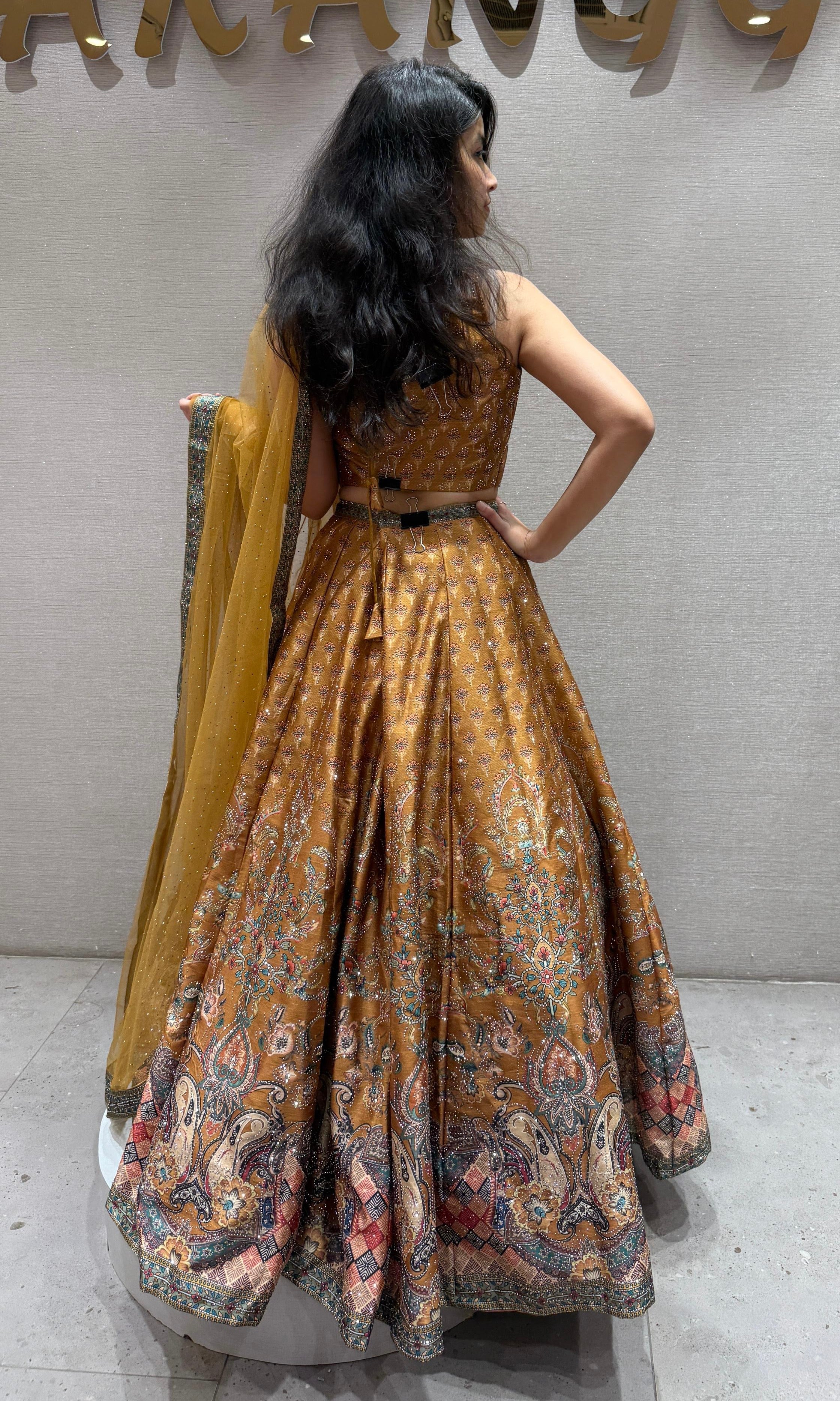 Marigold Brocade & Patchwork Lehenga