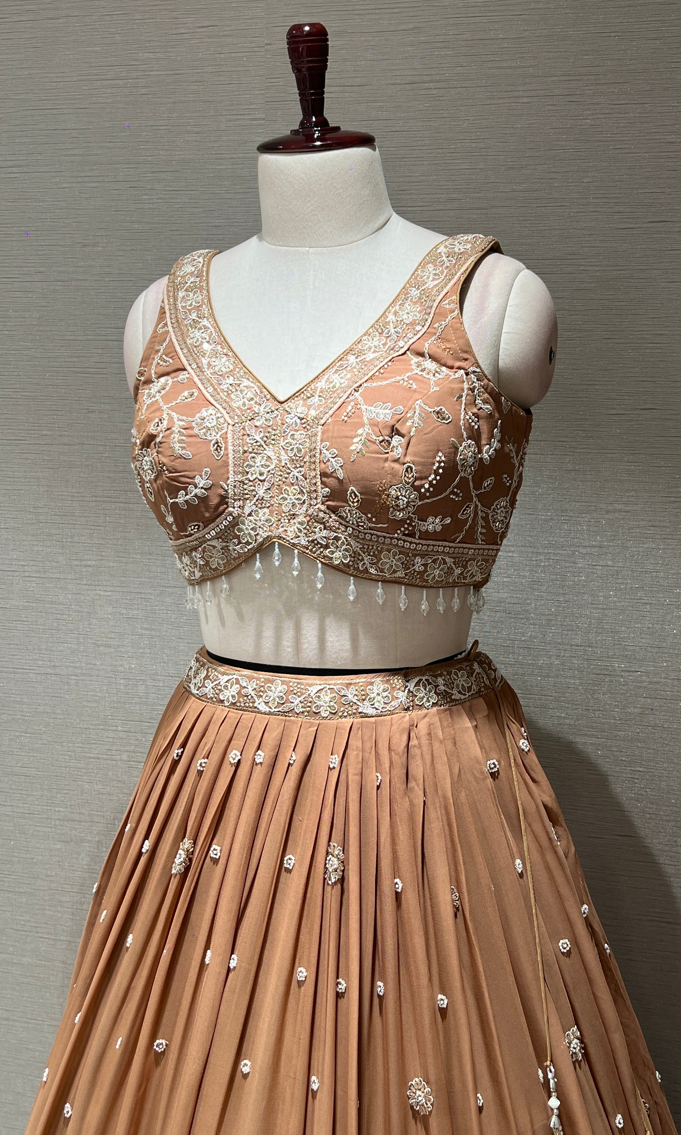 Chocolate Bronze Sequin Embroidered Lehenga Set