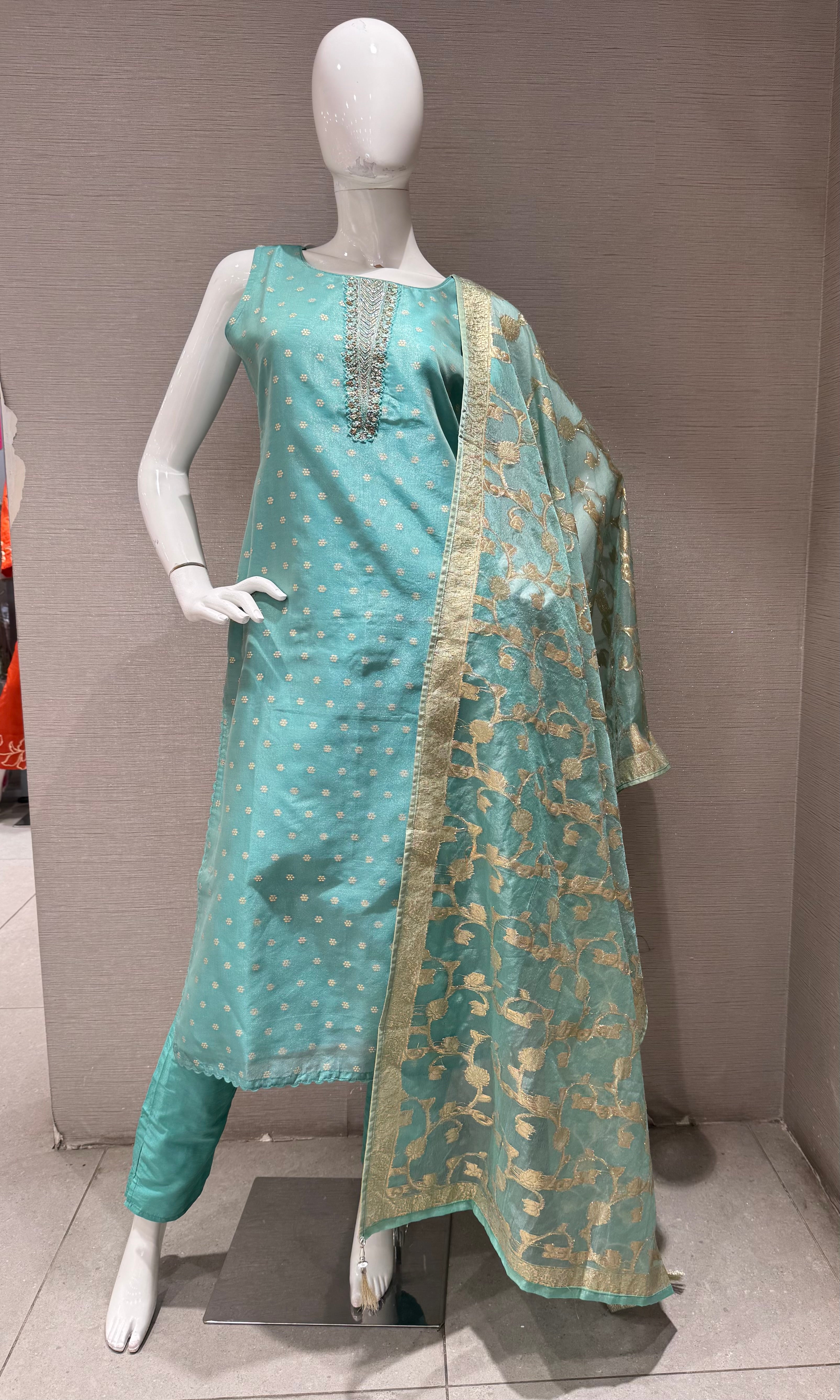 Sea Green Embroidered Salwar Kurta Set