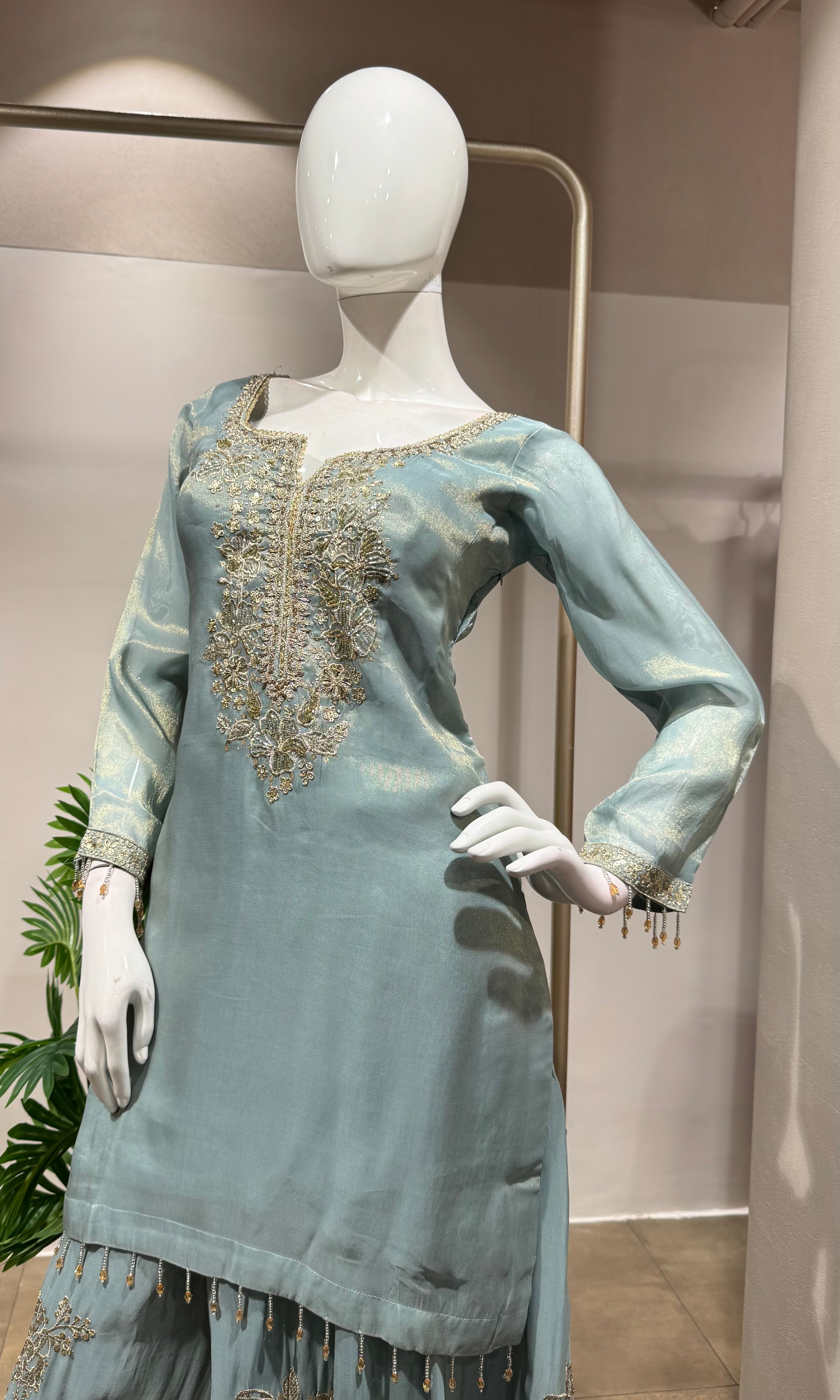 BLUE GOLDEN EMBROIDERED Sharara SET