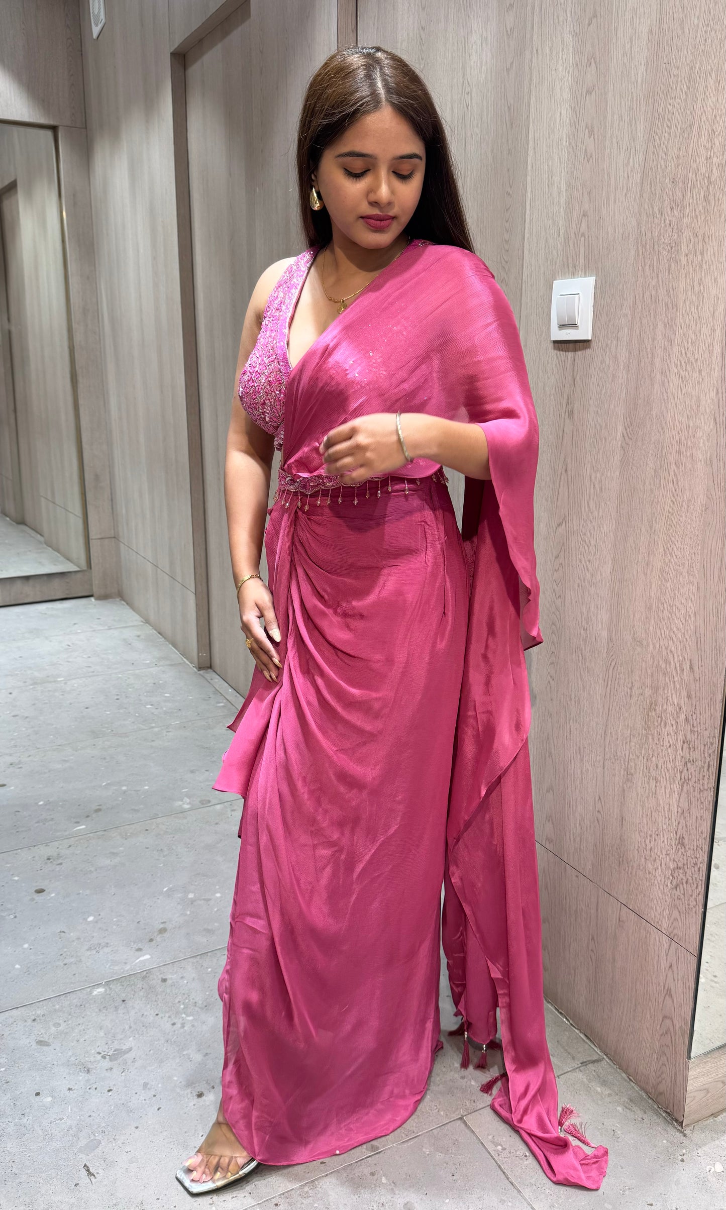 🎀Onion pink ready to wear saree🎀