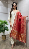 HALF White Tissue Silk Embroidered & Dupatta