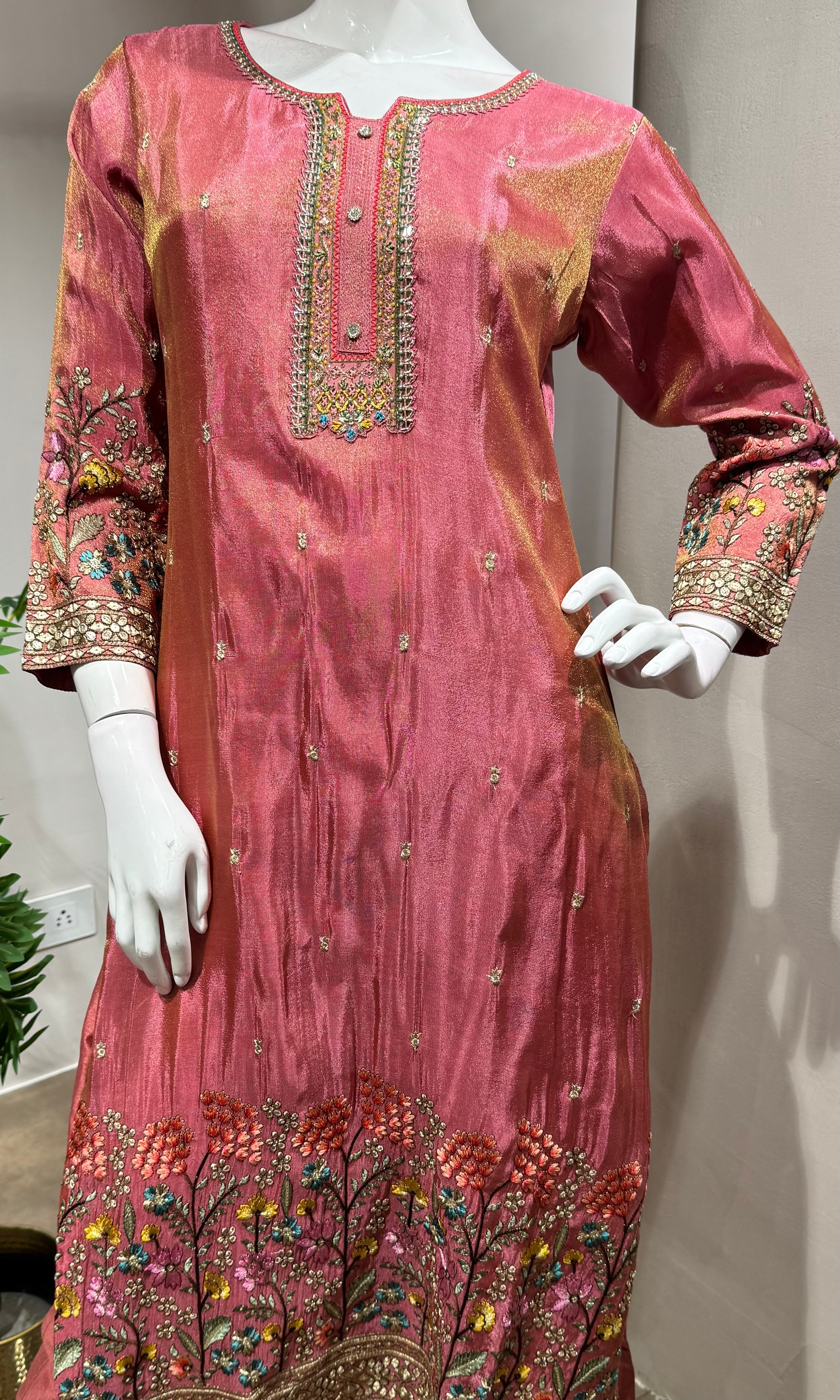 LIGHT Pink EMBROIDERED Printed Kurta Set