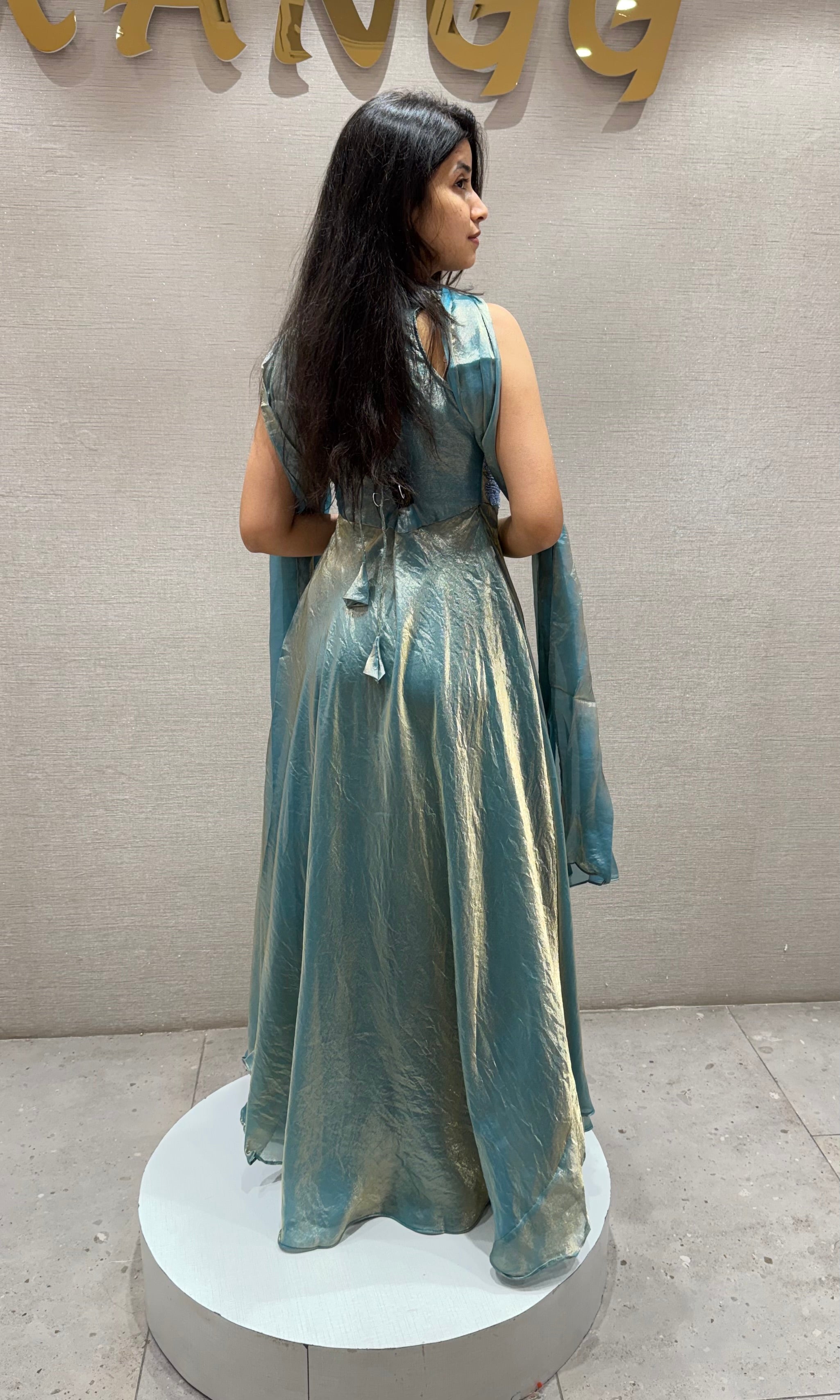 LIGHT Blue Shimmer Tissue Palazzo Set