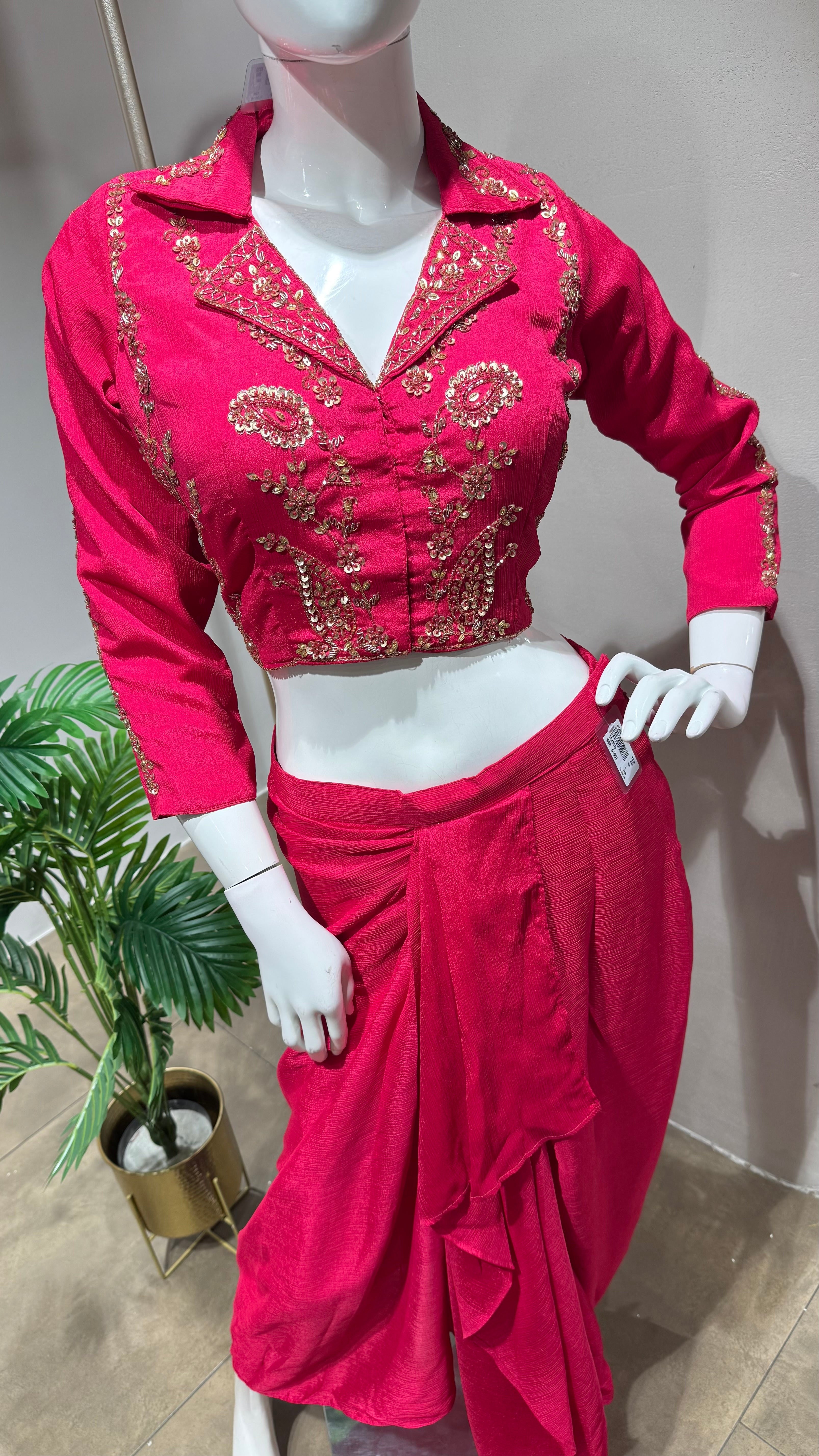 RANI PINK DRAPE SKIRT WITH BLOUSE