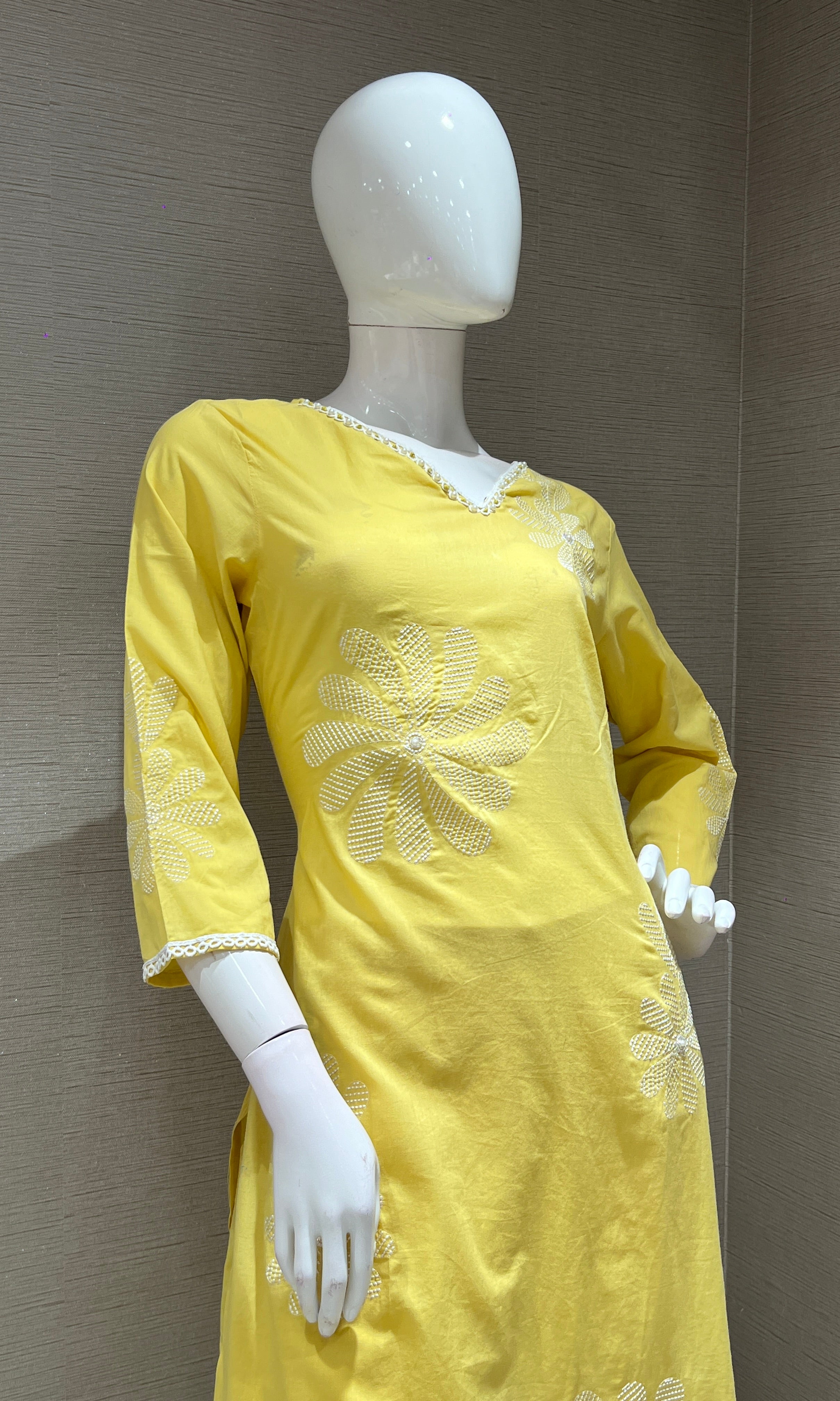 Light yellow FLORAL kurta set