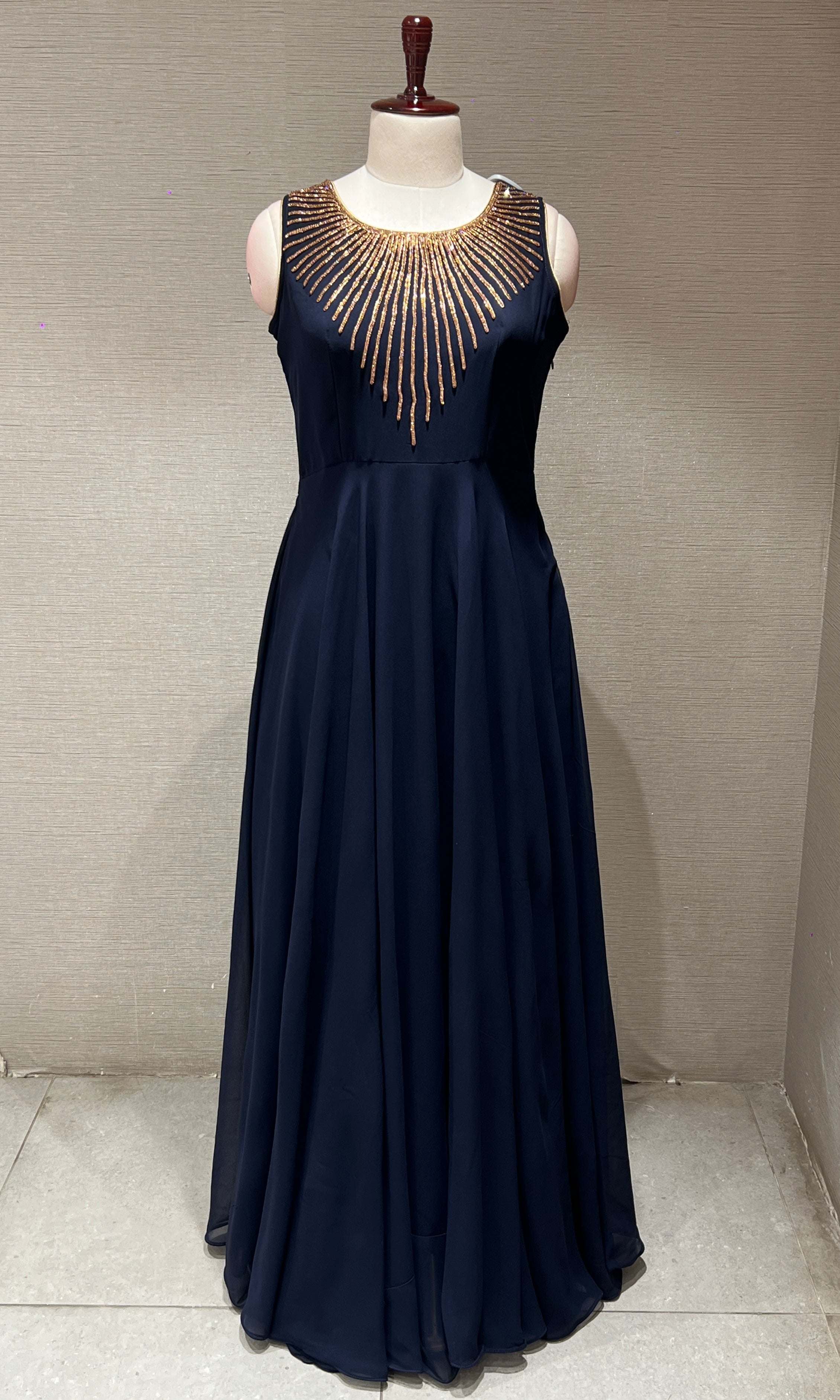Navy blue Georgette blue long dress