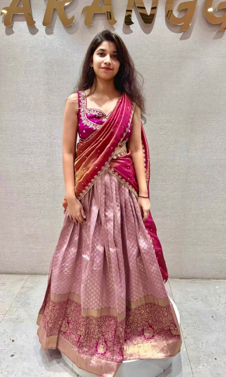 Lotus Pink Silk Pattu Lehenga