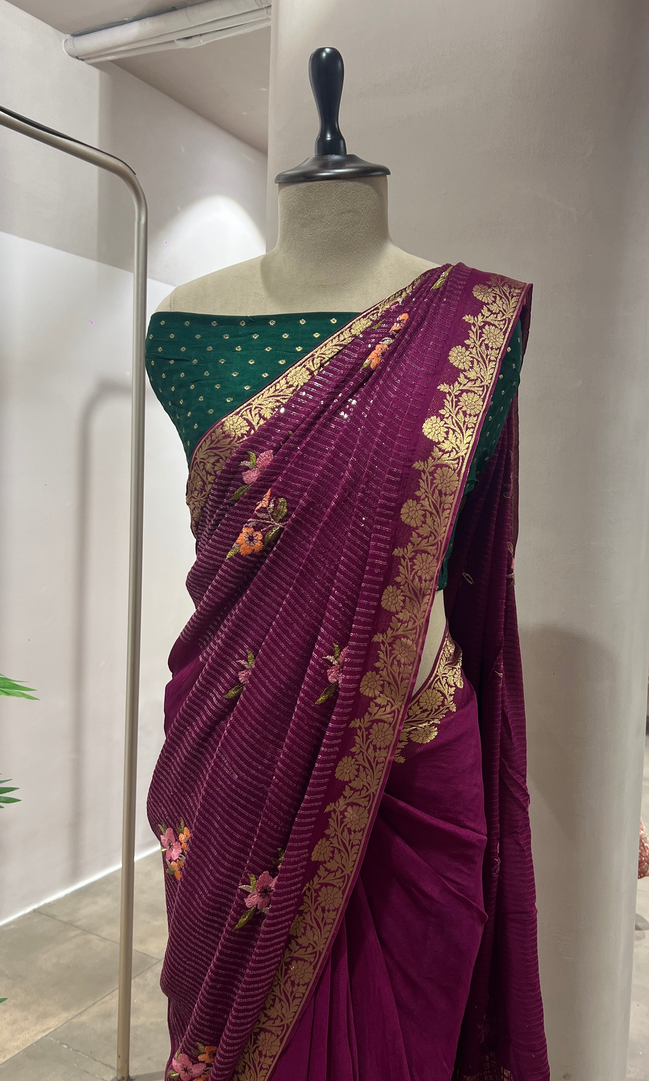 Wine FLORAL FANCY saree