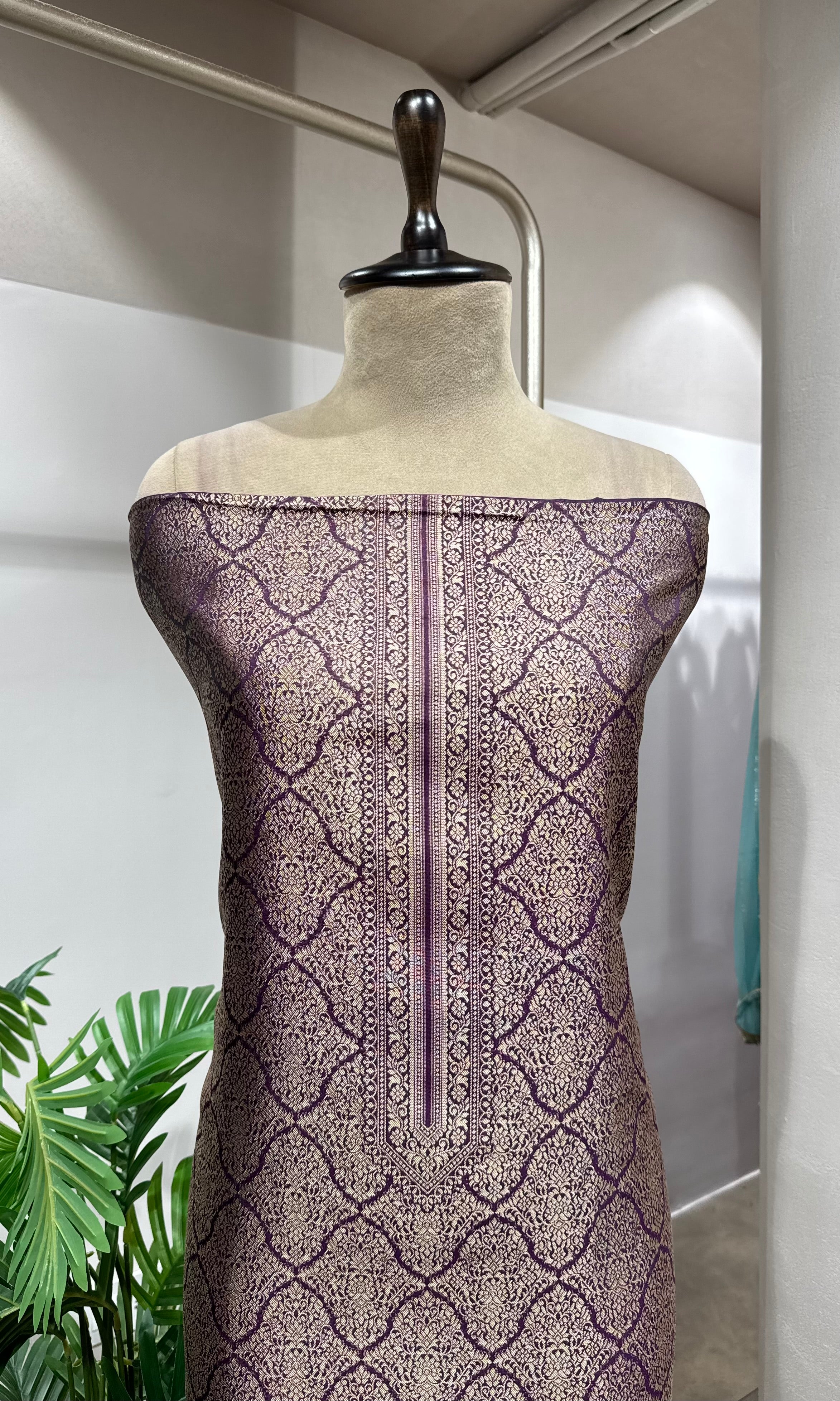 Wine Banarasi Silk DRESS MATERIAL