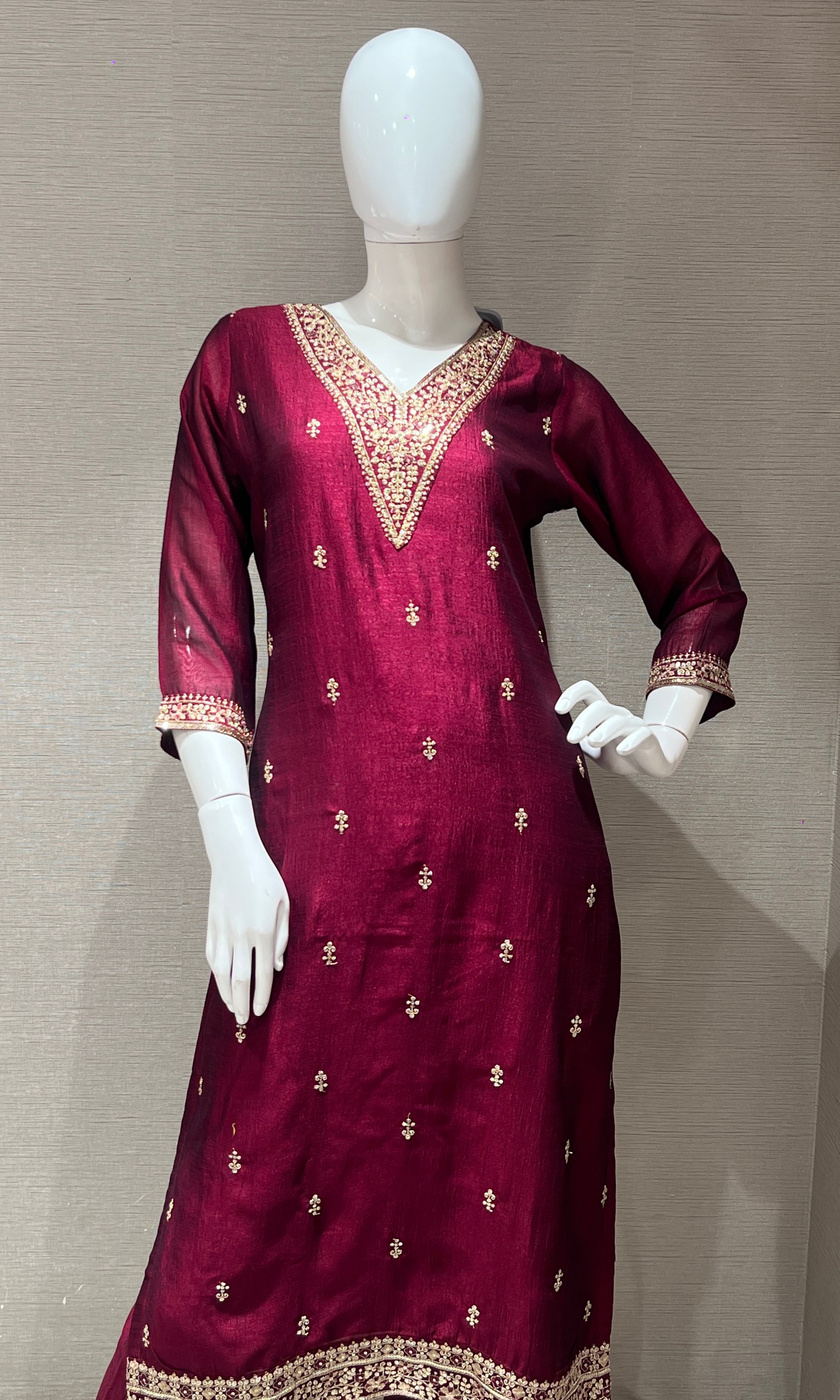 Wine maroon kurta set