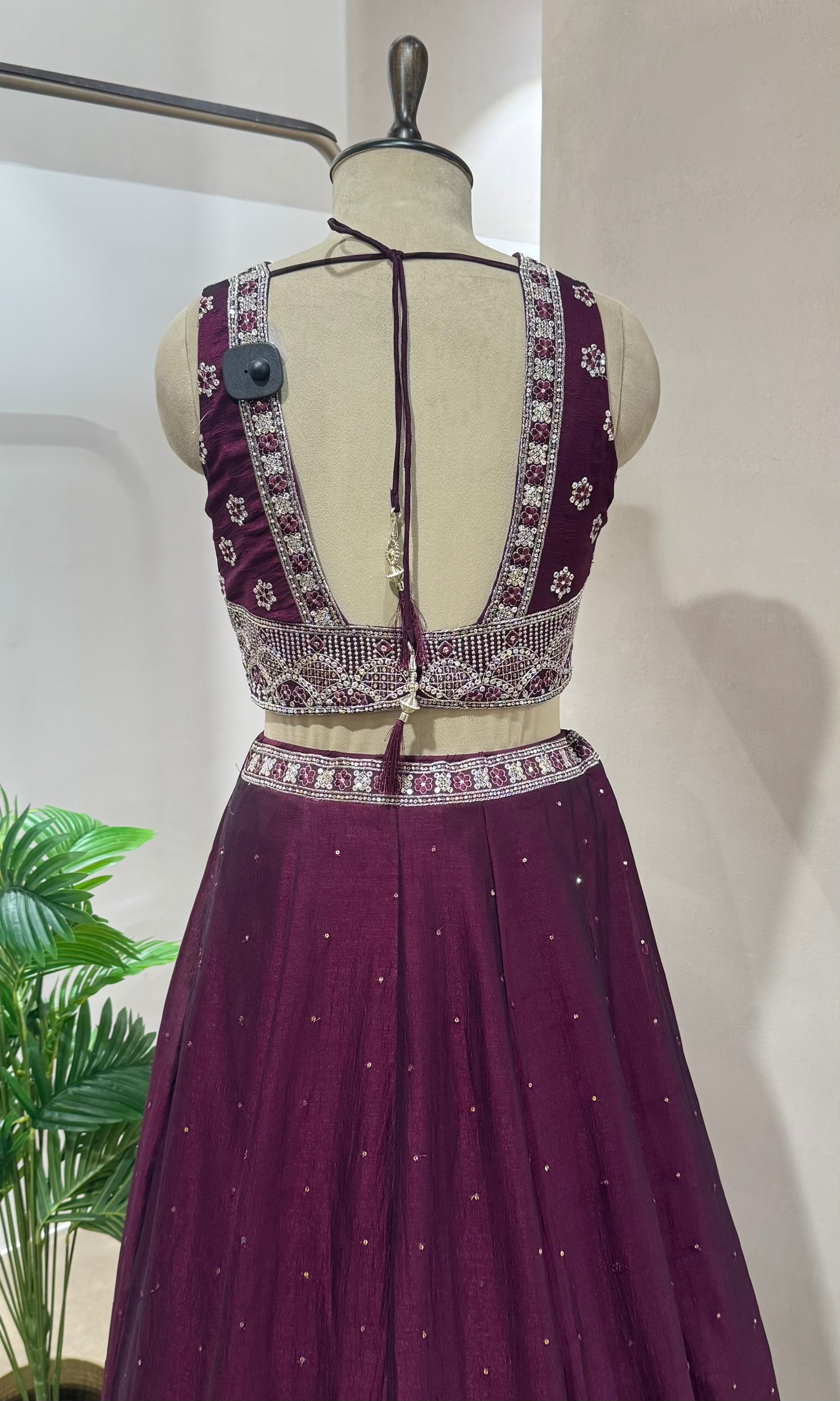Wine LEHENGA WITH EMBROIDERY BLOUSE