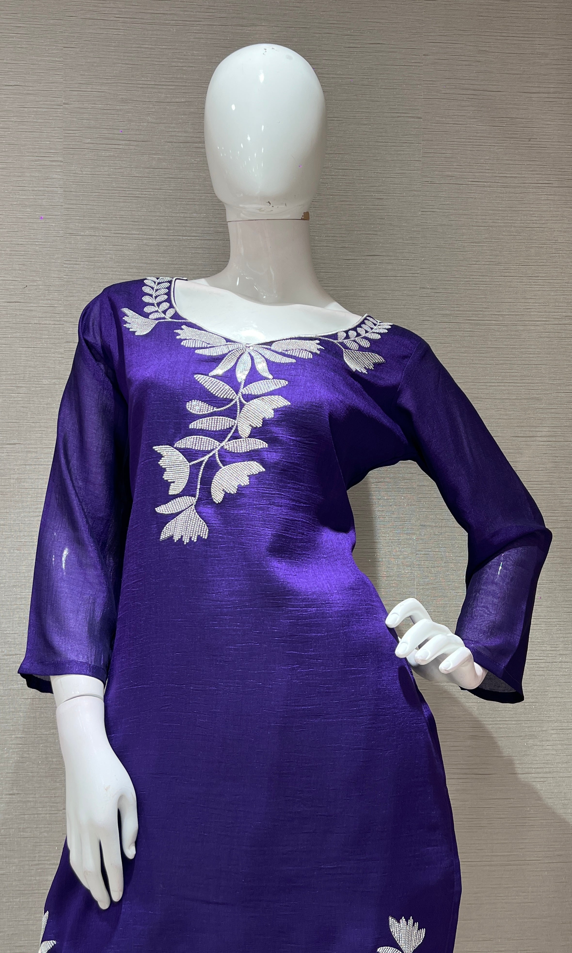 PURPLE FLORAL PRINTED KURTA SET