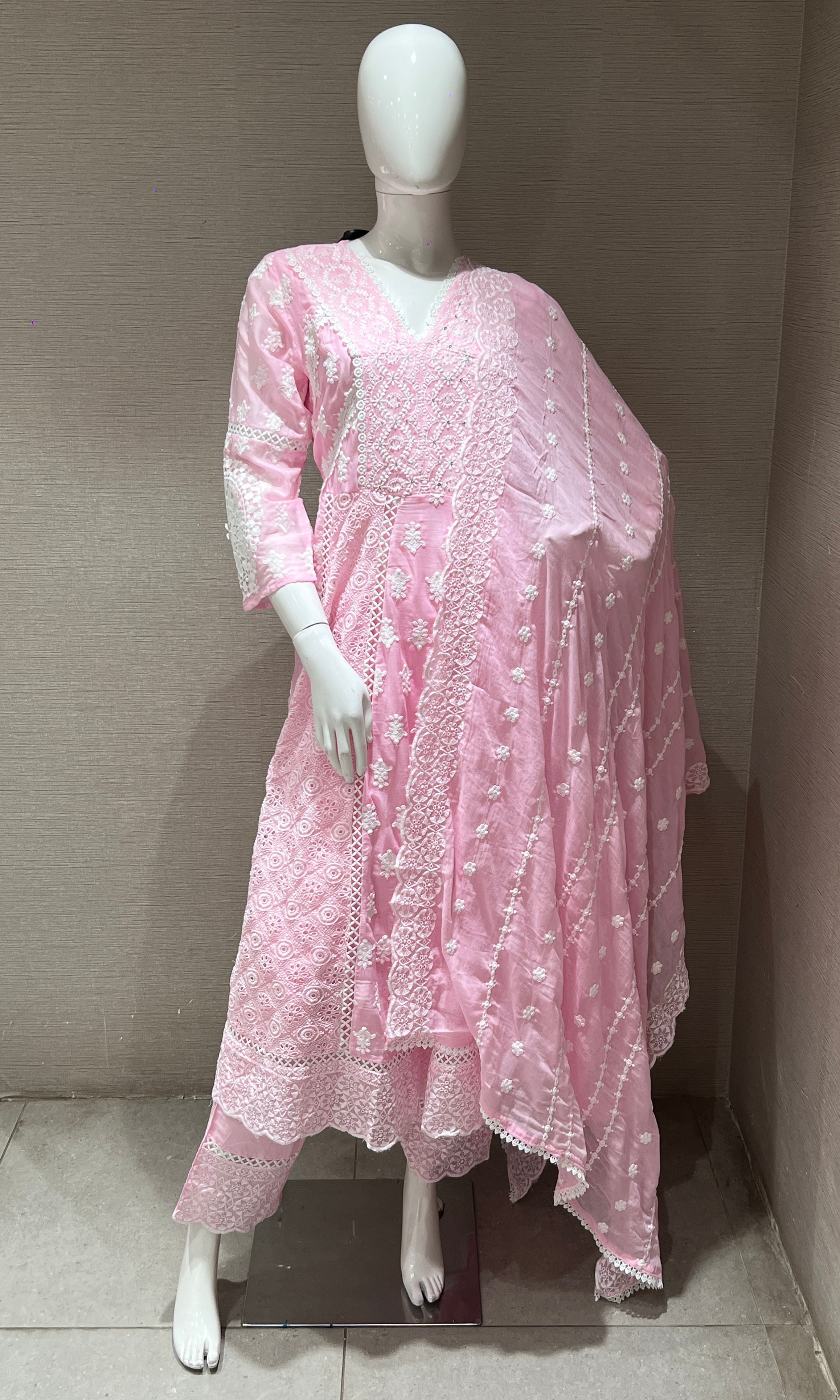 Blush Pink Chikankari Kurta Set