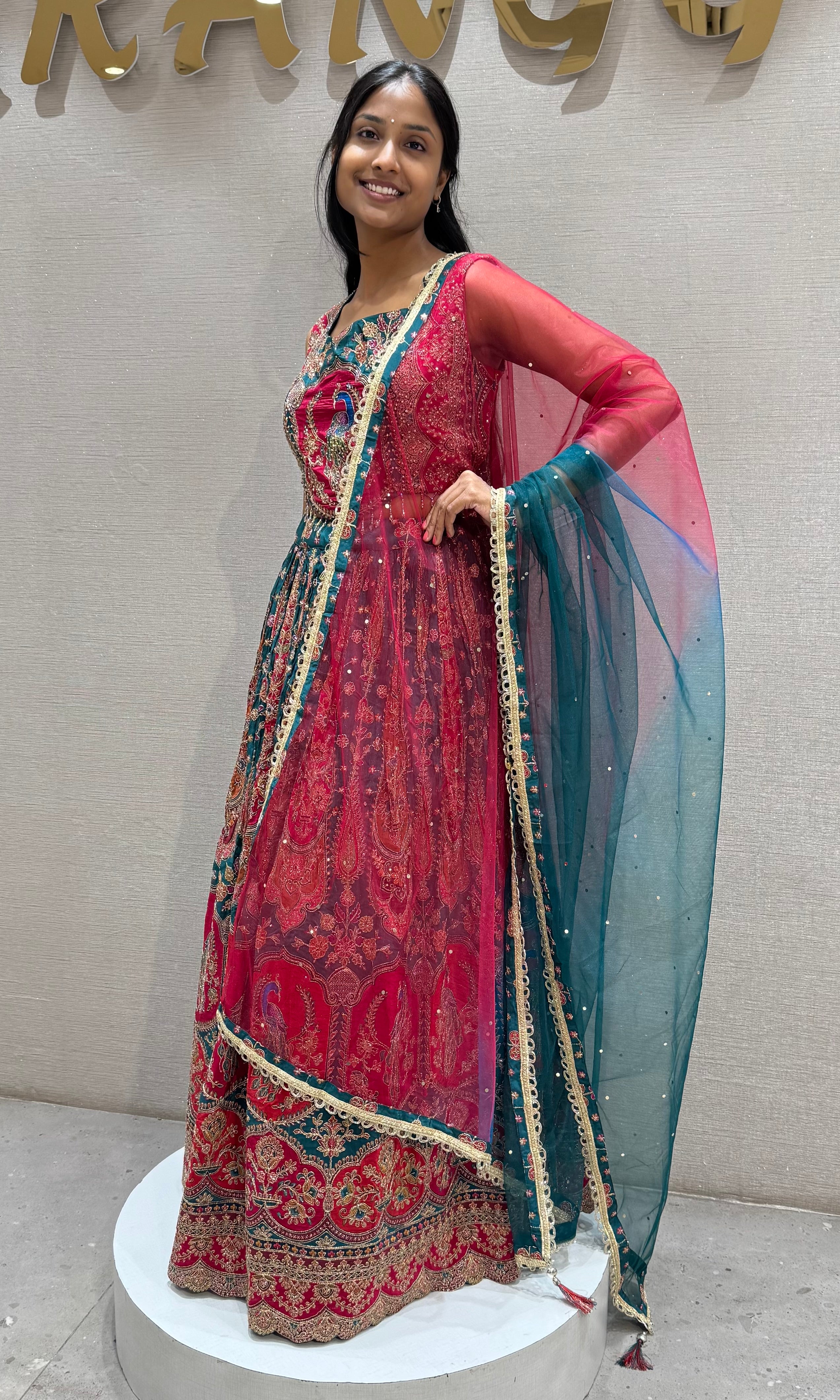 Green Majestic Peacock Lehenga set