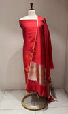 rani pink intricate gold floral brocade Dress material