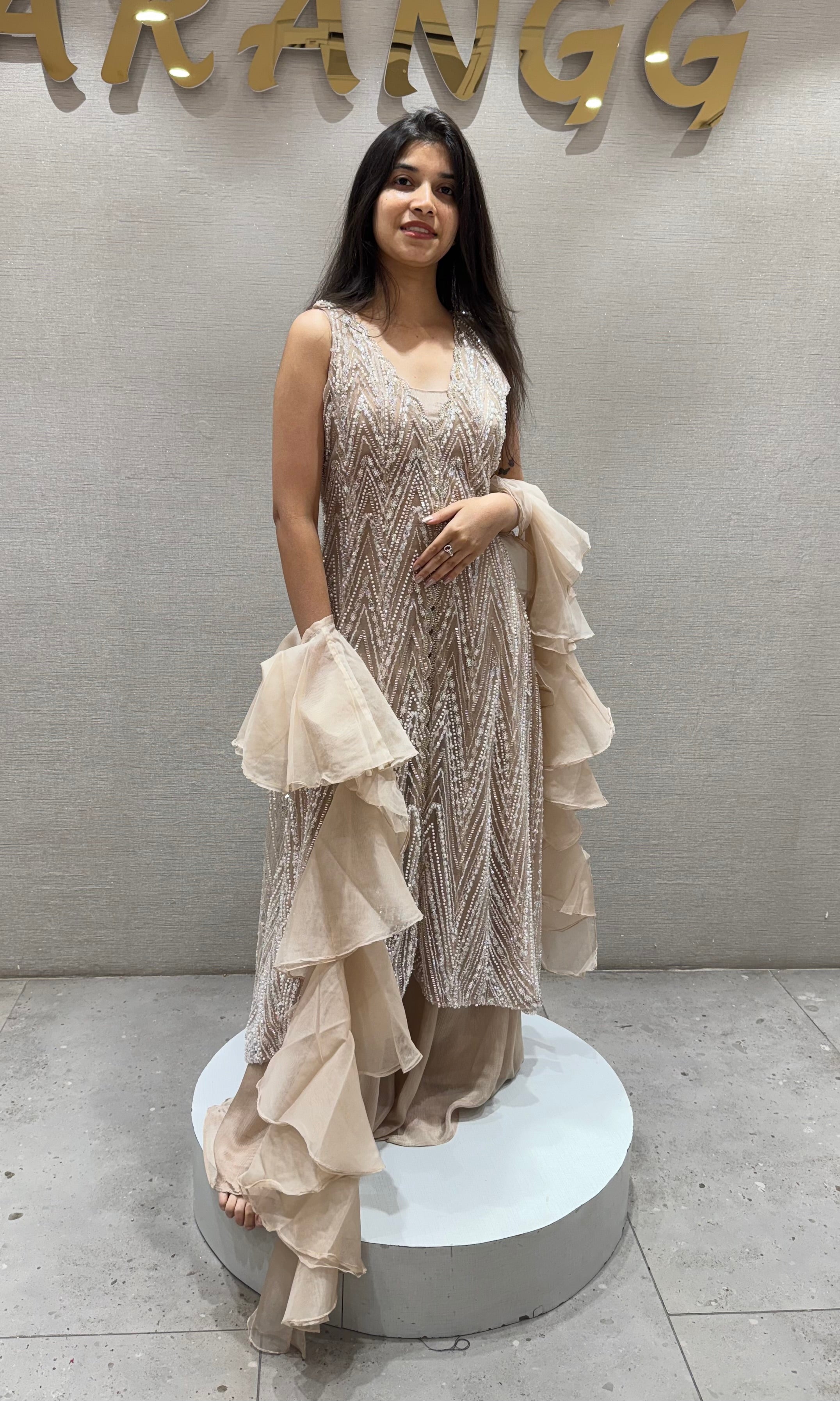 Chicko Pale Taupe Peplum PALAZZO SET