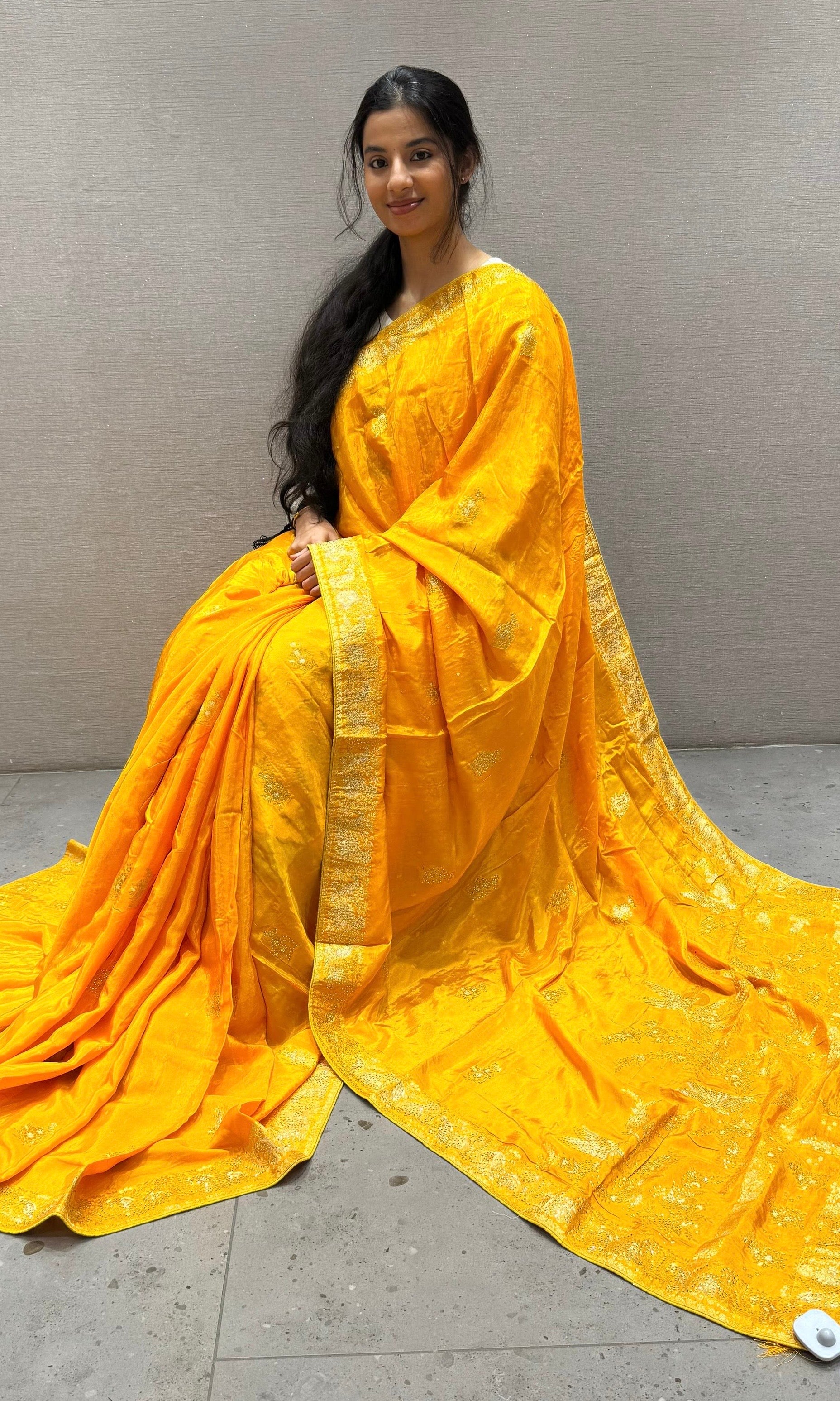 Gold Yellow Banarasi saree