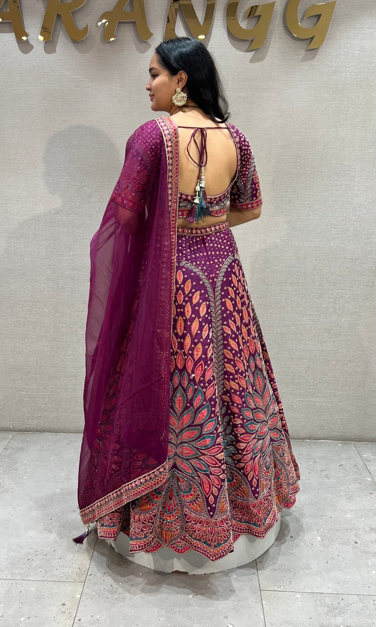 Royal Purple Floral Embroidered Lehenga Choli Set