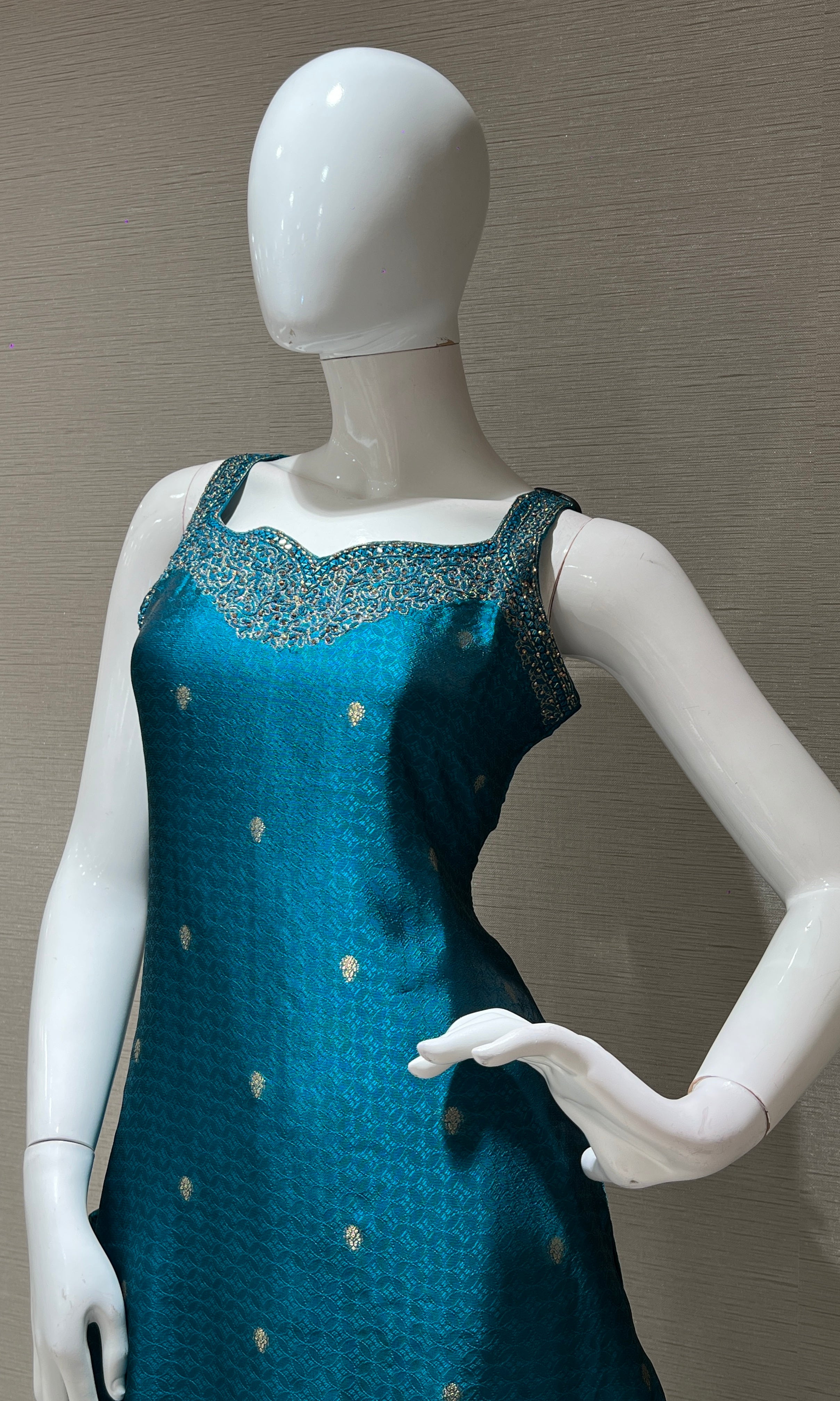 Peacock blue kurta set