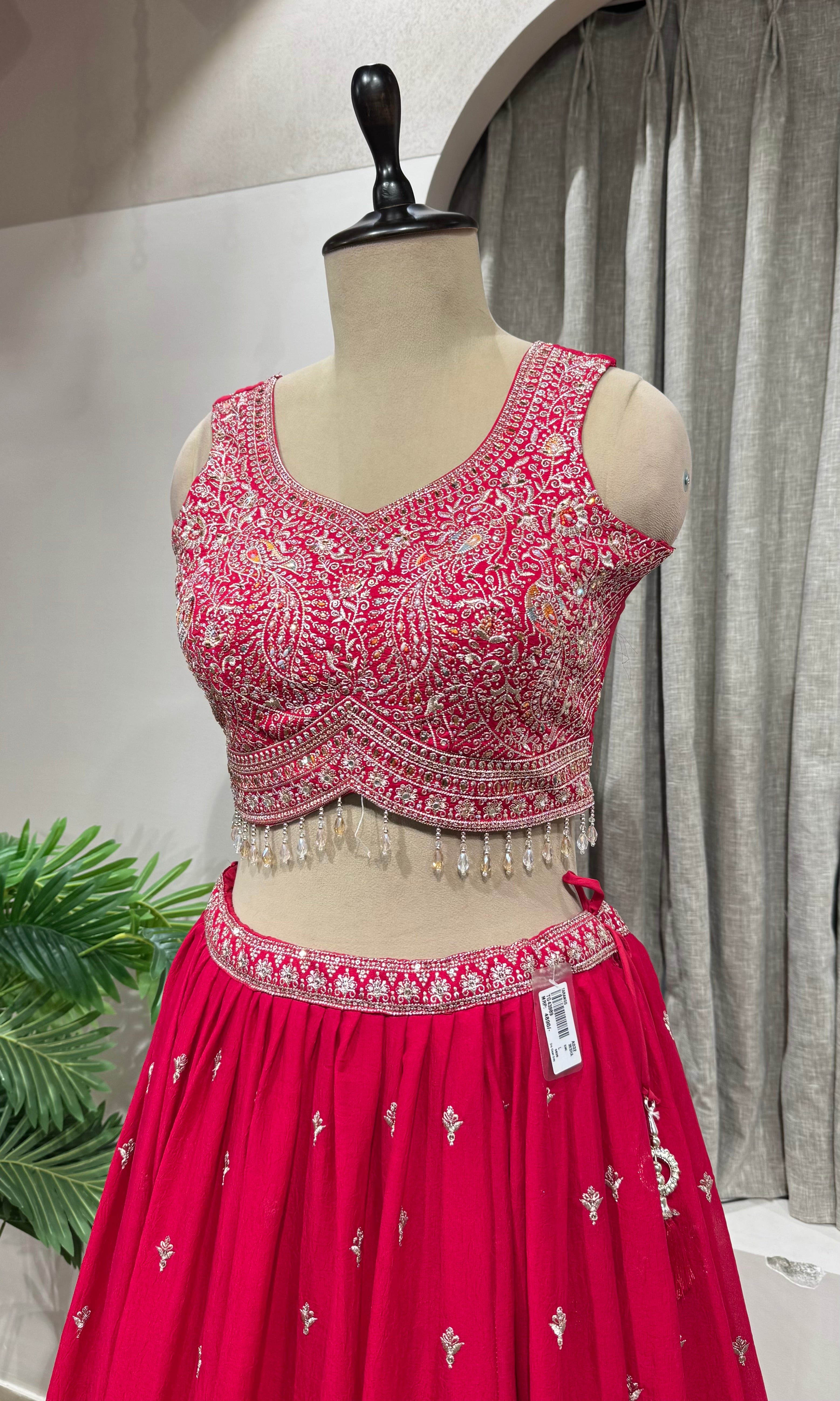 Rani Pink Lehenga with Elaborate Border Embroidery