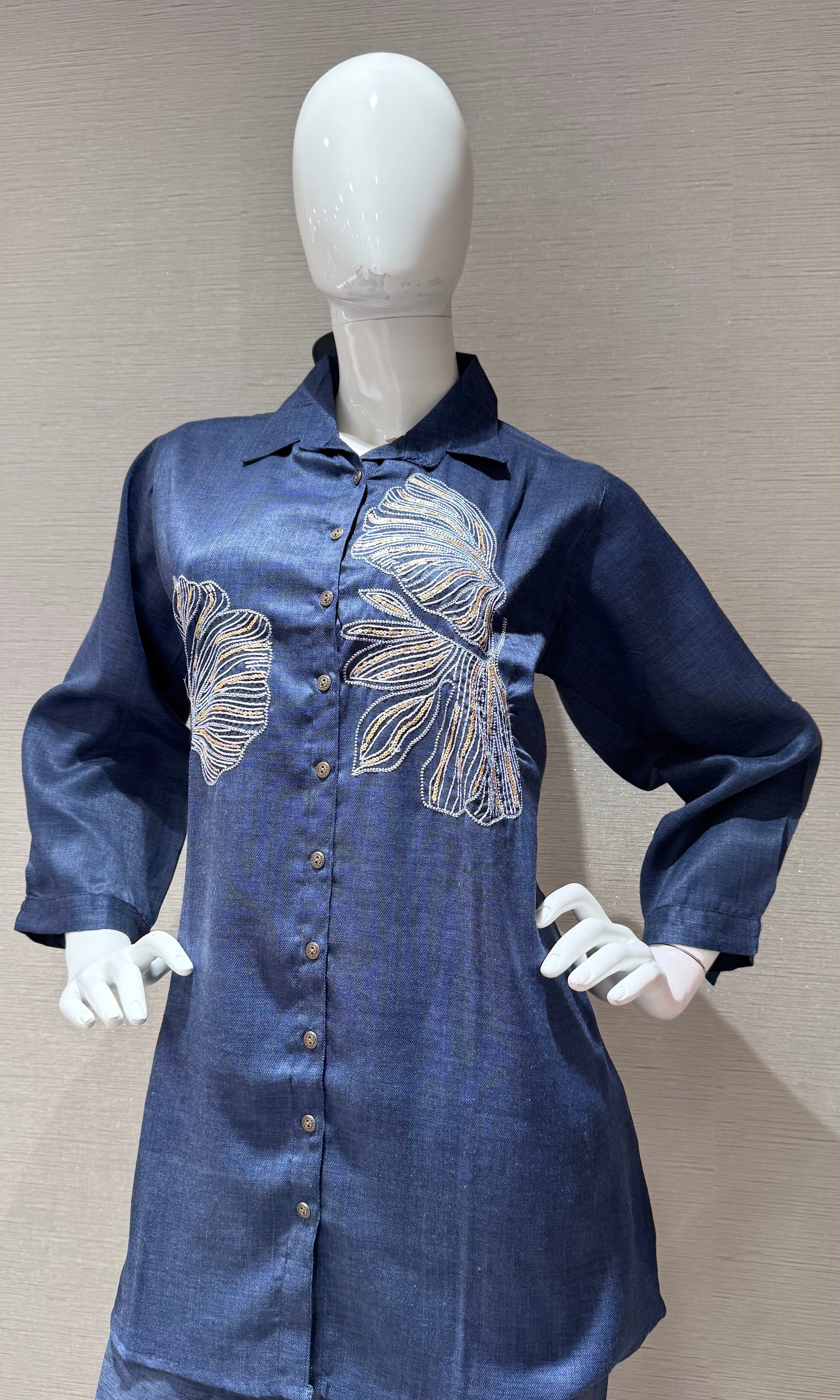 Indigo Blue Floral Cord Set