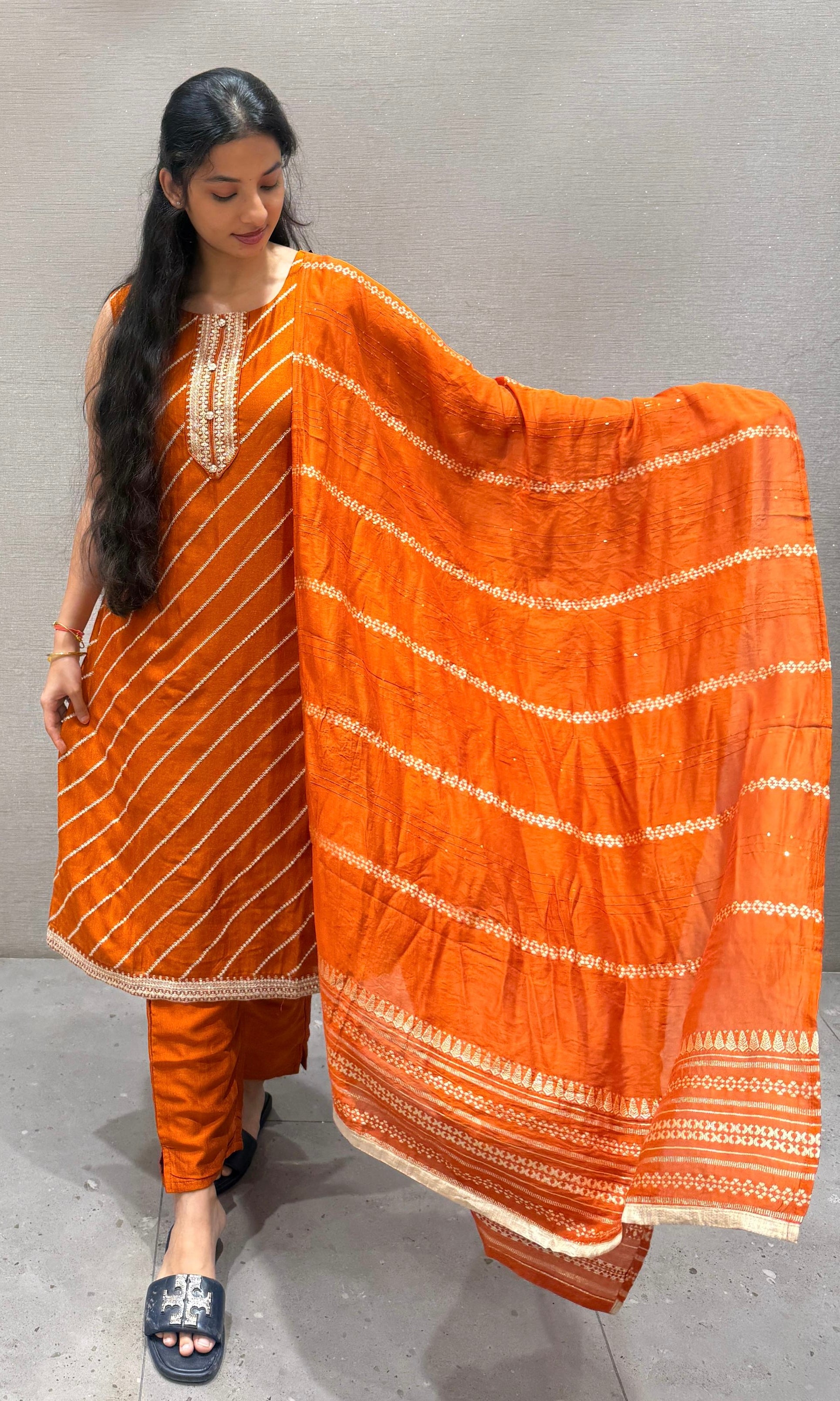 Rust orange kurta set