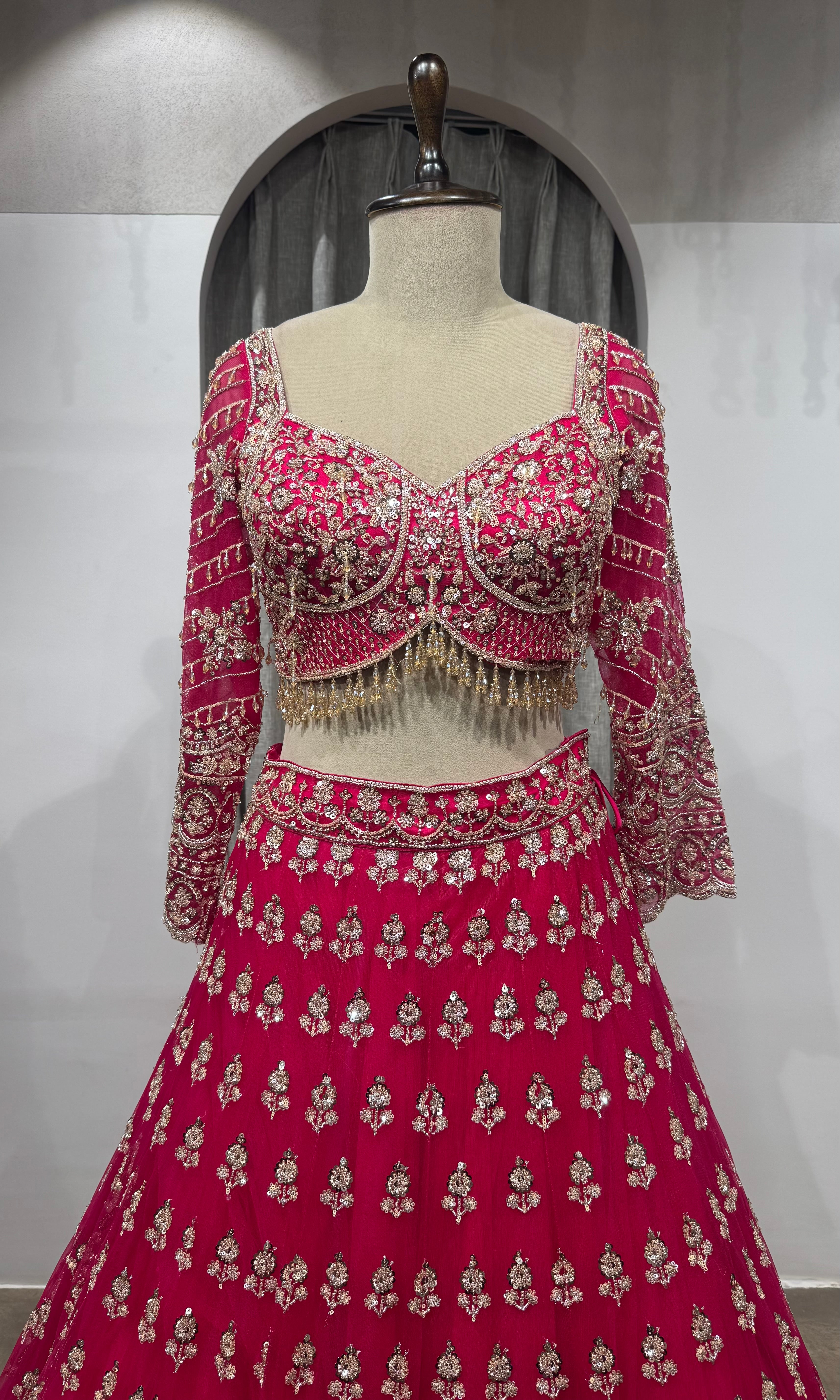Rani Pink Intricate embroidered Lehenga
