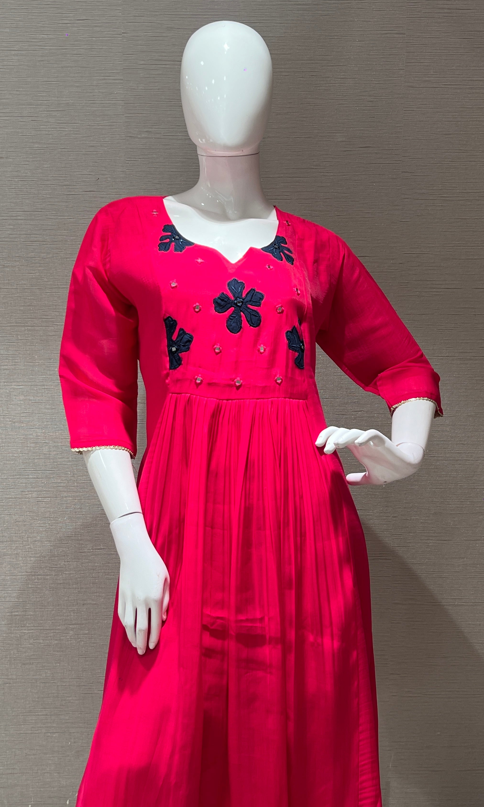 Pink blue floral kurta set