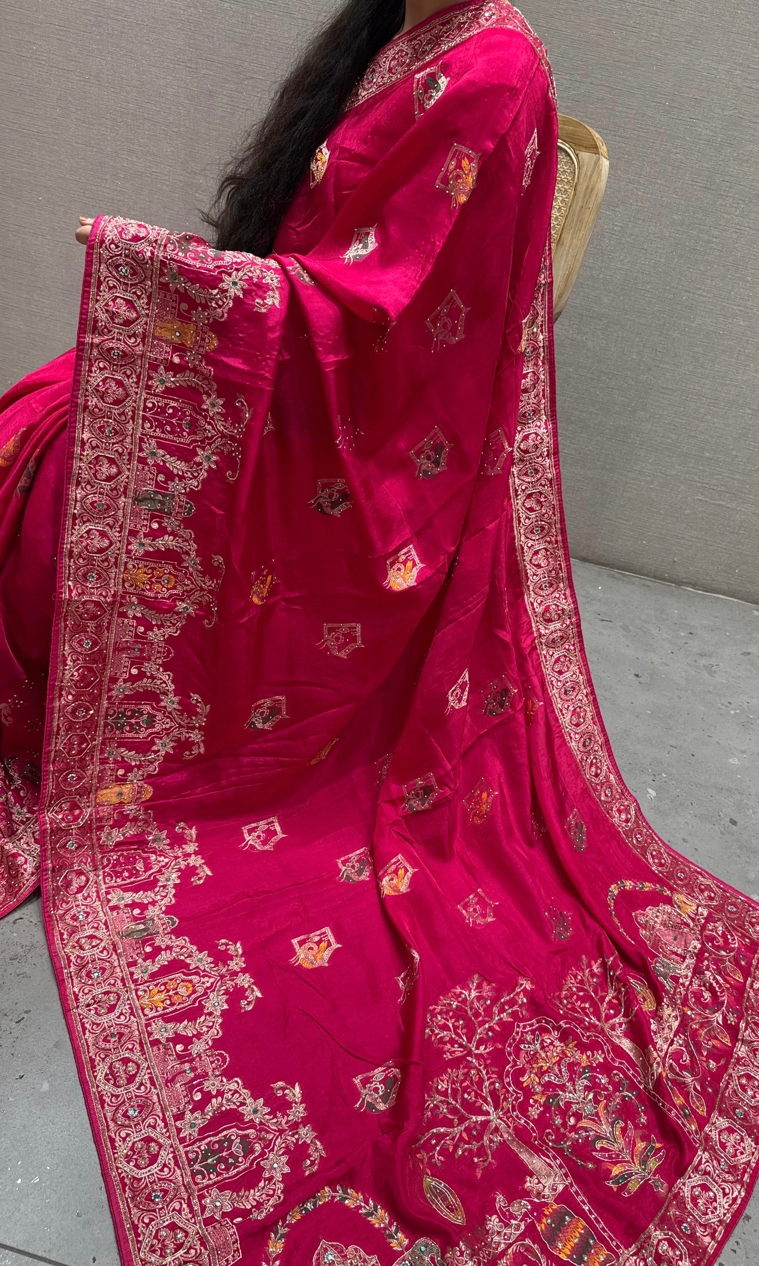 Pink Banarasi saree