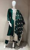 Green Anarkali with Embroidered Dupatta