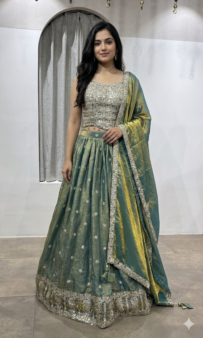 Green Tissue Silk Elegance lehenga set