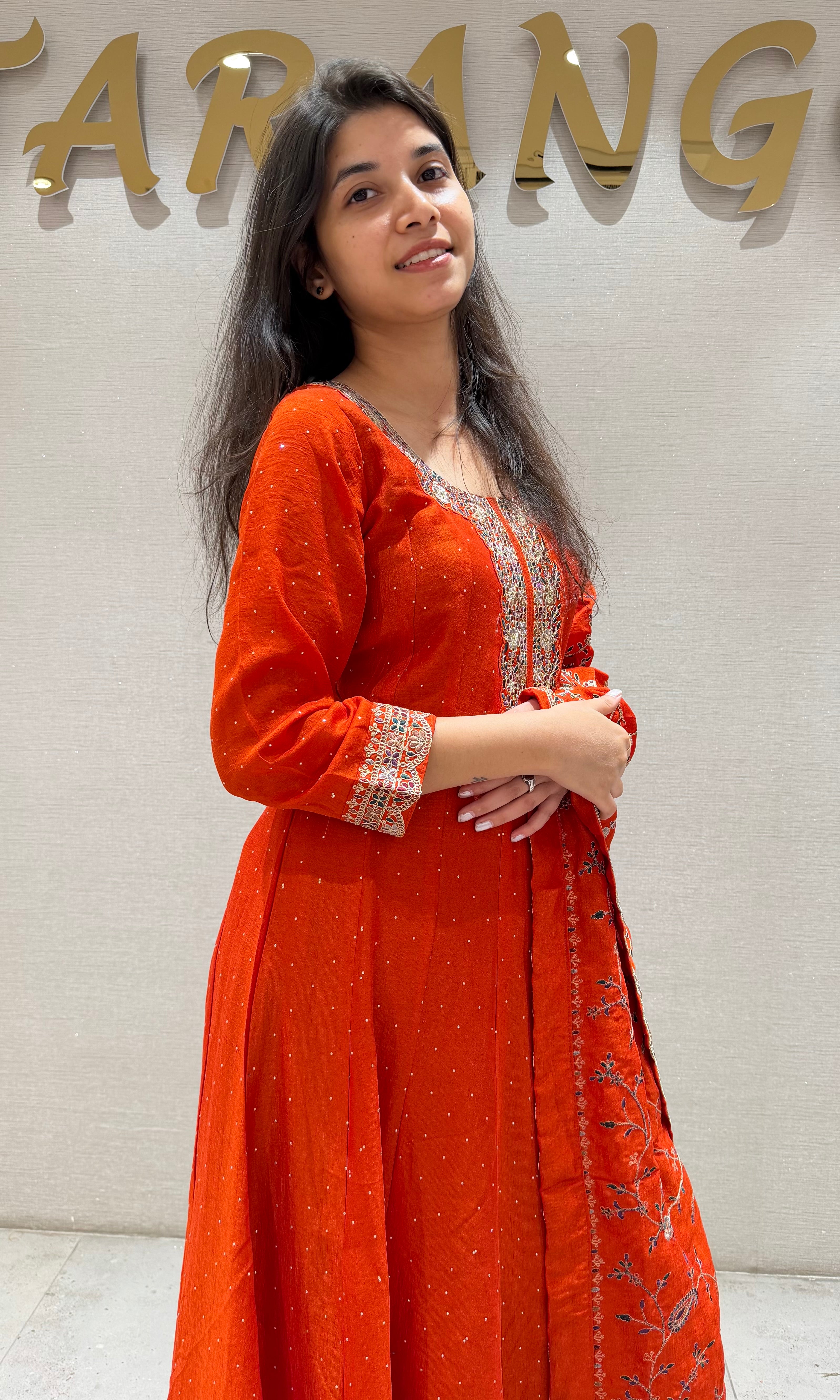 Rust EMBROIDERED ANARKALI SET